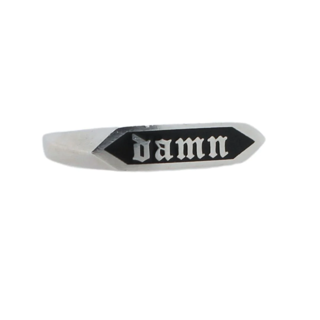 Hexegon "DAMN" Inlay Signet Ring - Image 3
