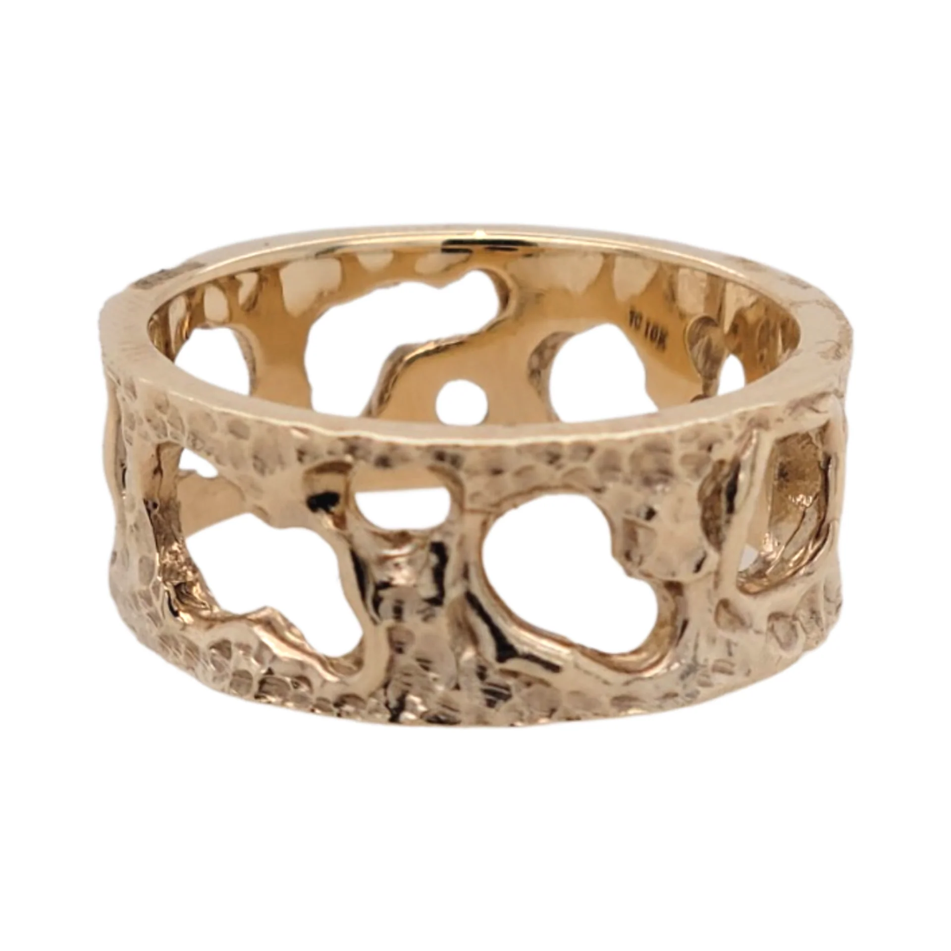 10k Yellow Gold Honeycomb Texture Wedding Band - Image 7