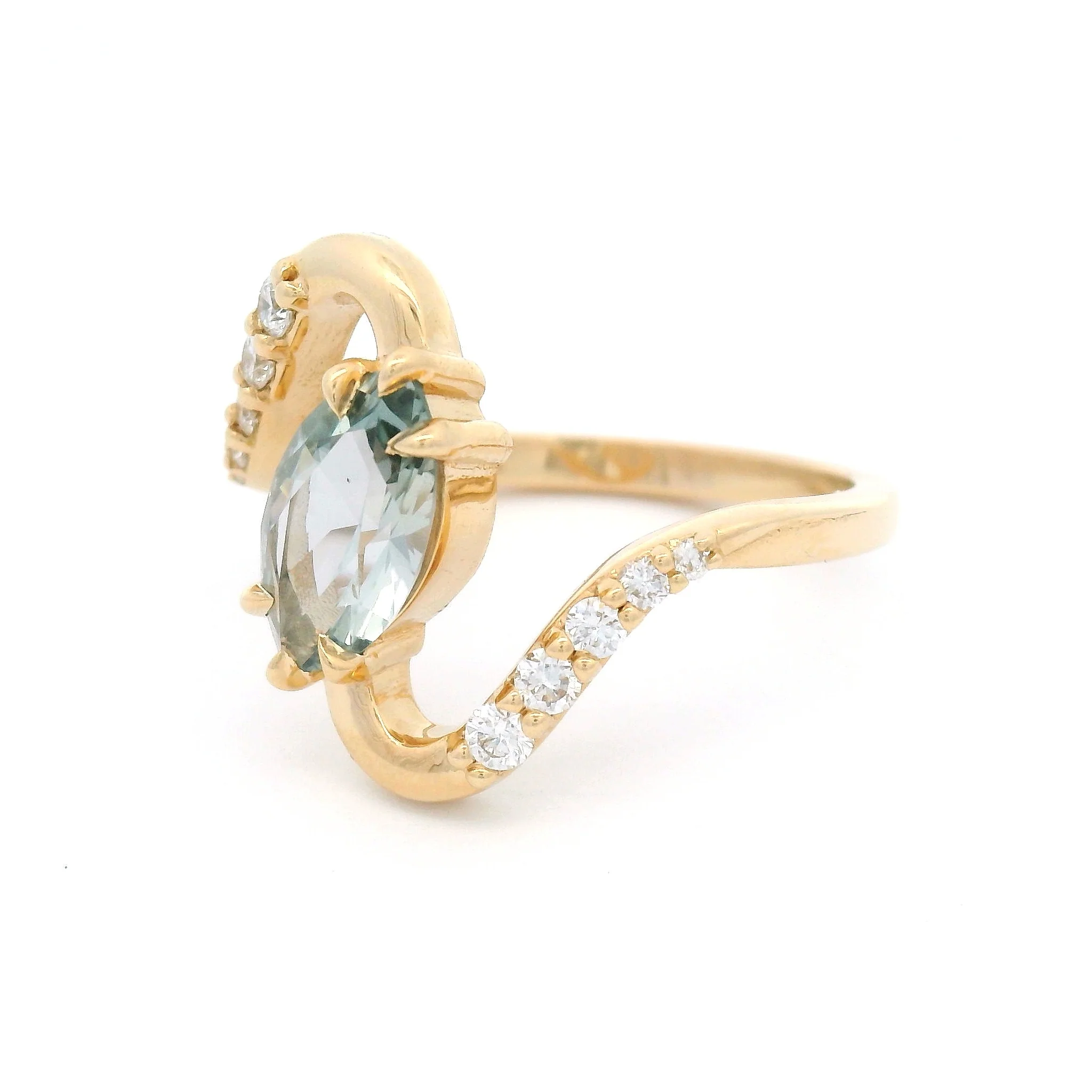 14k Yellow Engagement Ring with Natural 1.16ct Purple/Blue Sapphire and Accent Lab Diamonds - Image 2