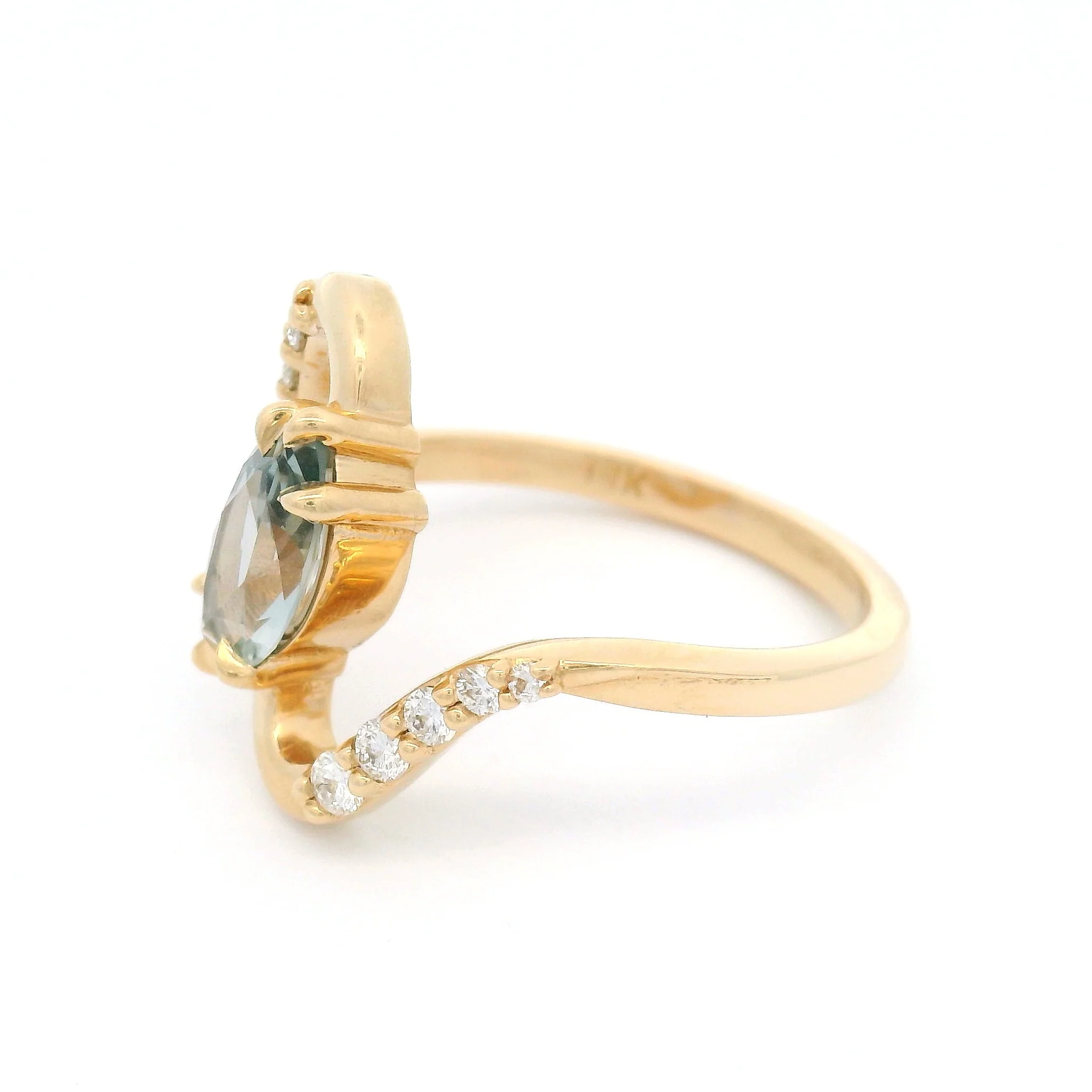 14k Yellow Engagement Ring with Natural 1.16ct Purple/Blue Sapphire and Accent Lab Diamonds - Image 3