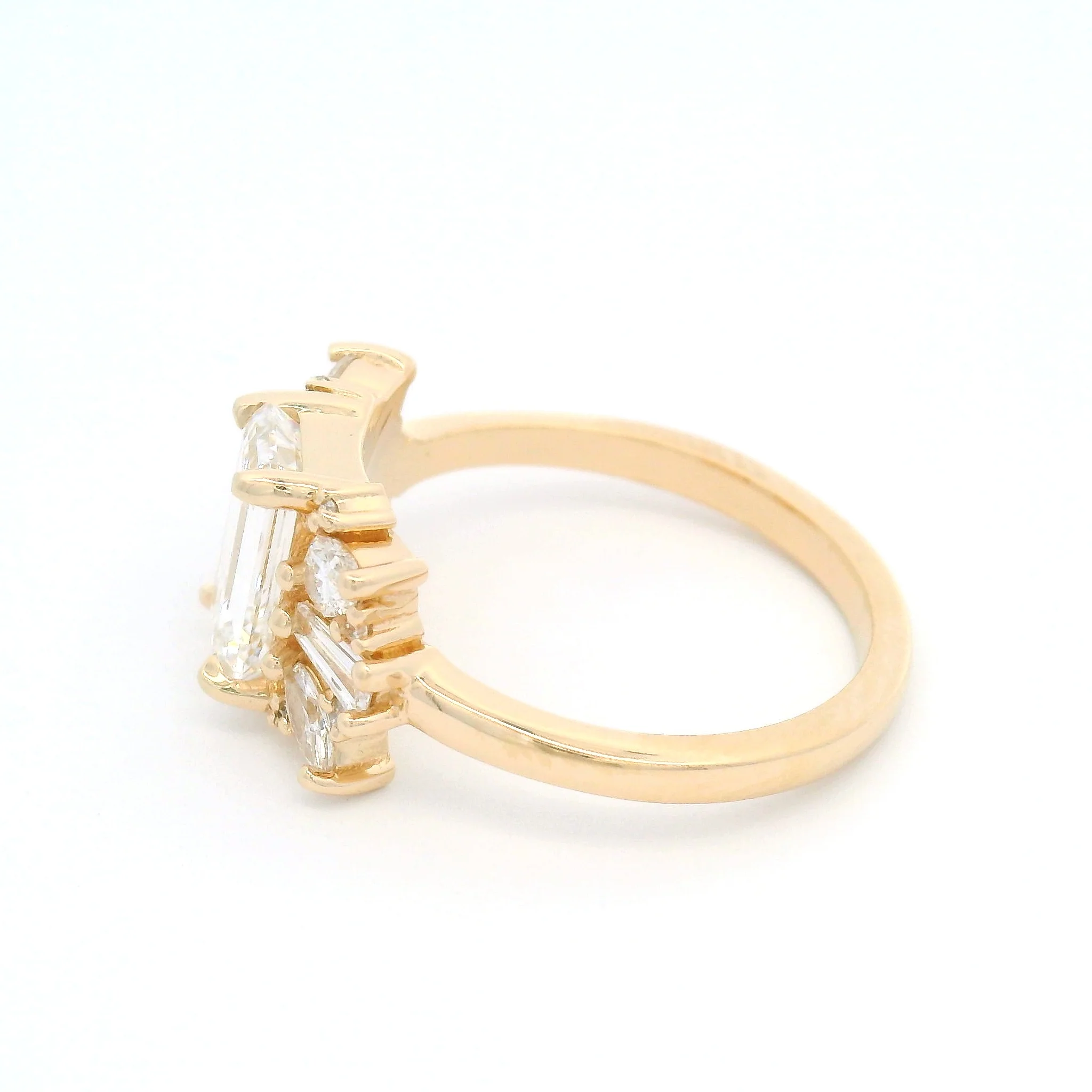 14k Yellow Engagement Ring with 1.42ct Emerald-Cut Lab Grown Diamond and Accent Lab Diamonds - Image 3