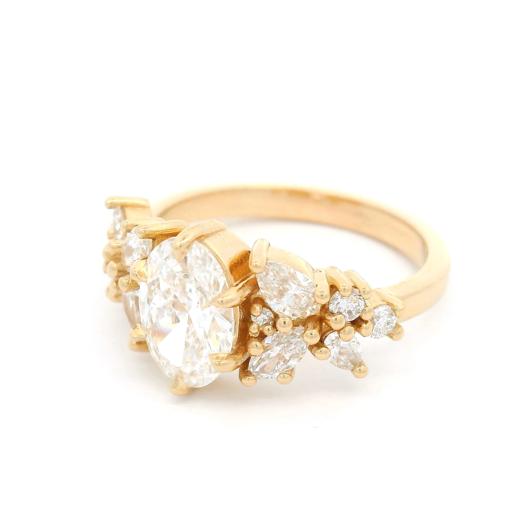 14k Yellow Engagement Ring with 1.23ct Oval Lab Grown Diamond and Accent Lab Diamonds - Image 2