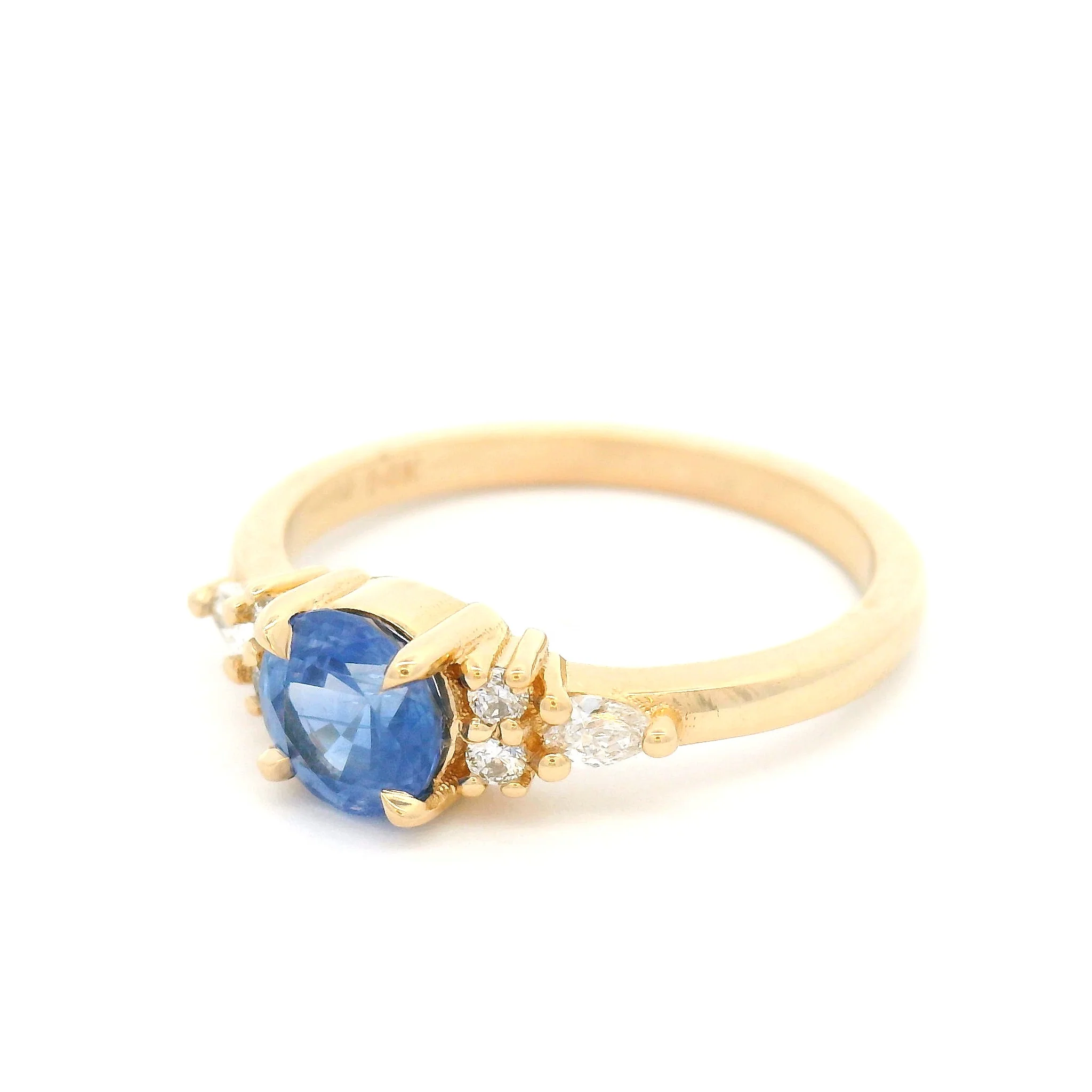 14k Yellow Engagement Ring with 0.92ct Blue Sapphire and Accent Lab-Grown Diamonds - Image 2