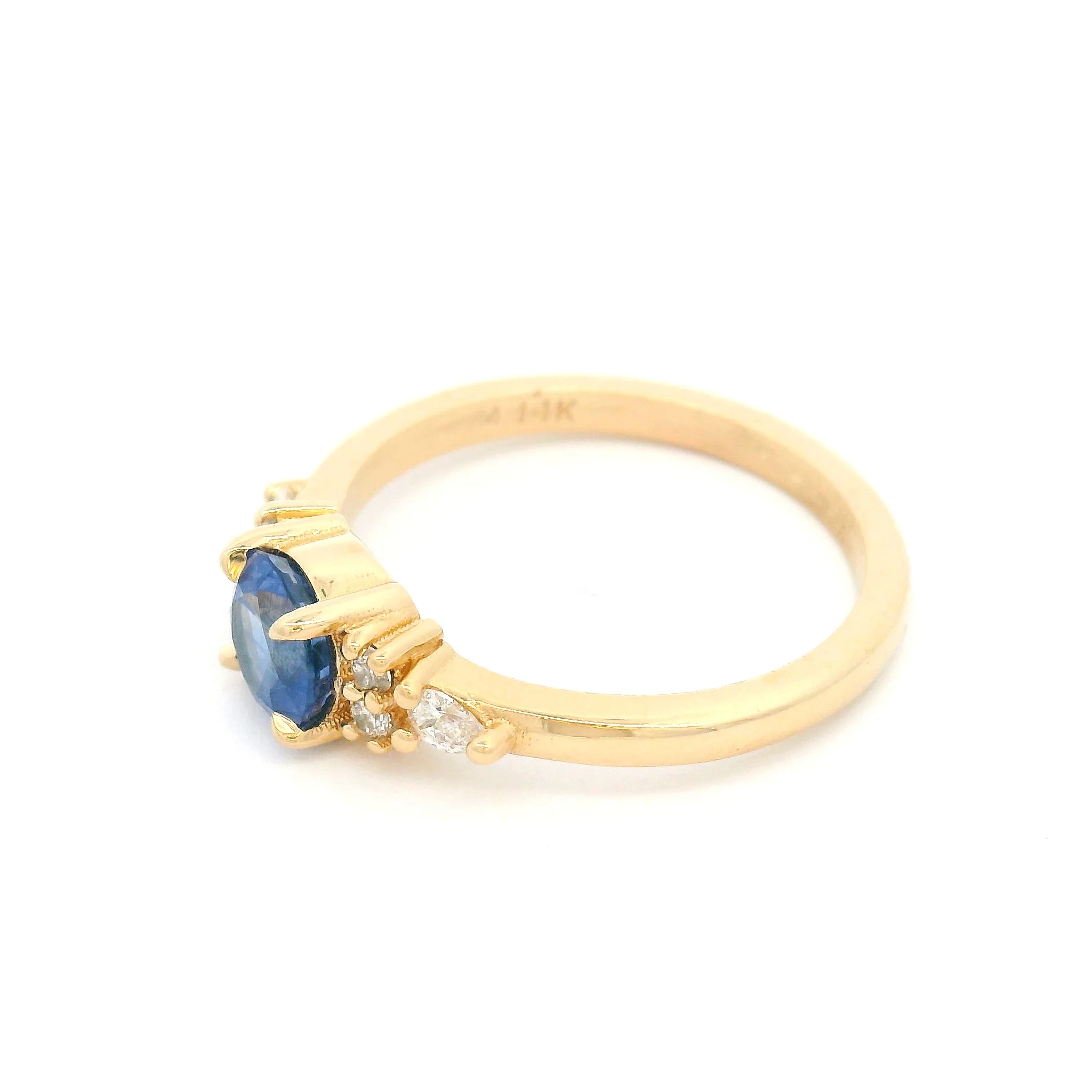 14k Yellow Engagement Ring with 0.92ct Blue Sapphire and Accent Lab-Grown Diamonds - Image 3