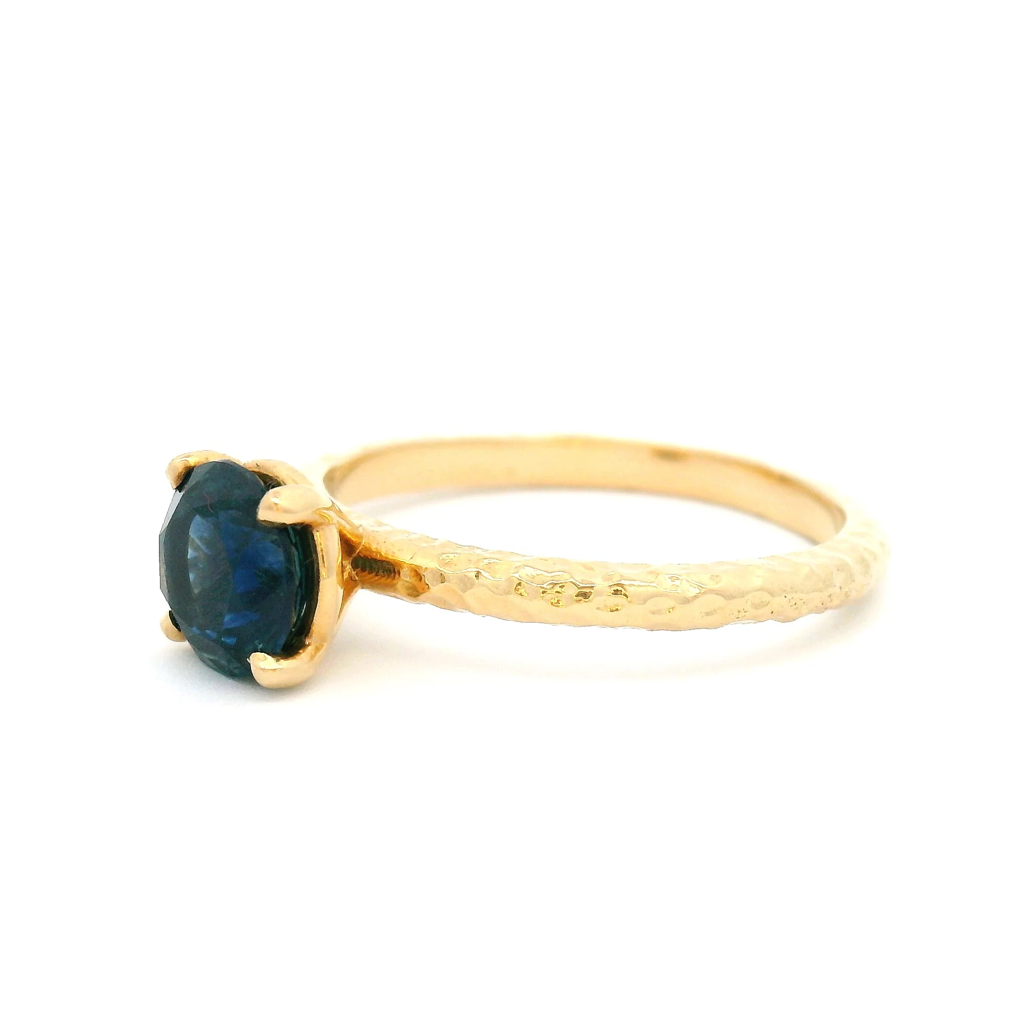 14k Yellow Solitaire with 1.27ct Round Blue Sapphire - Image 2