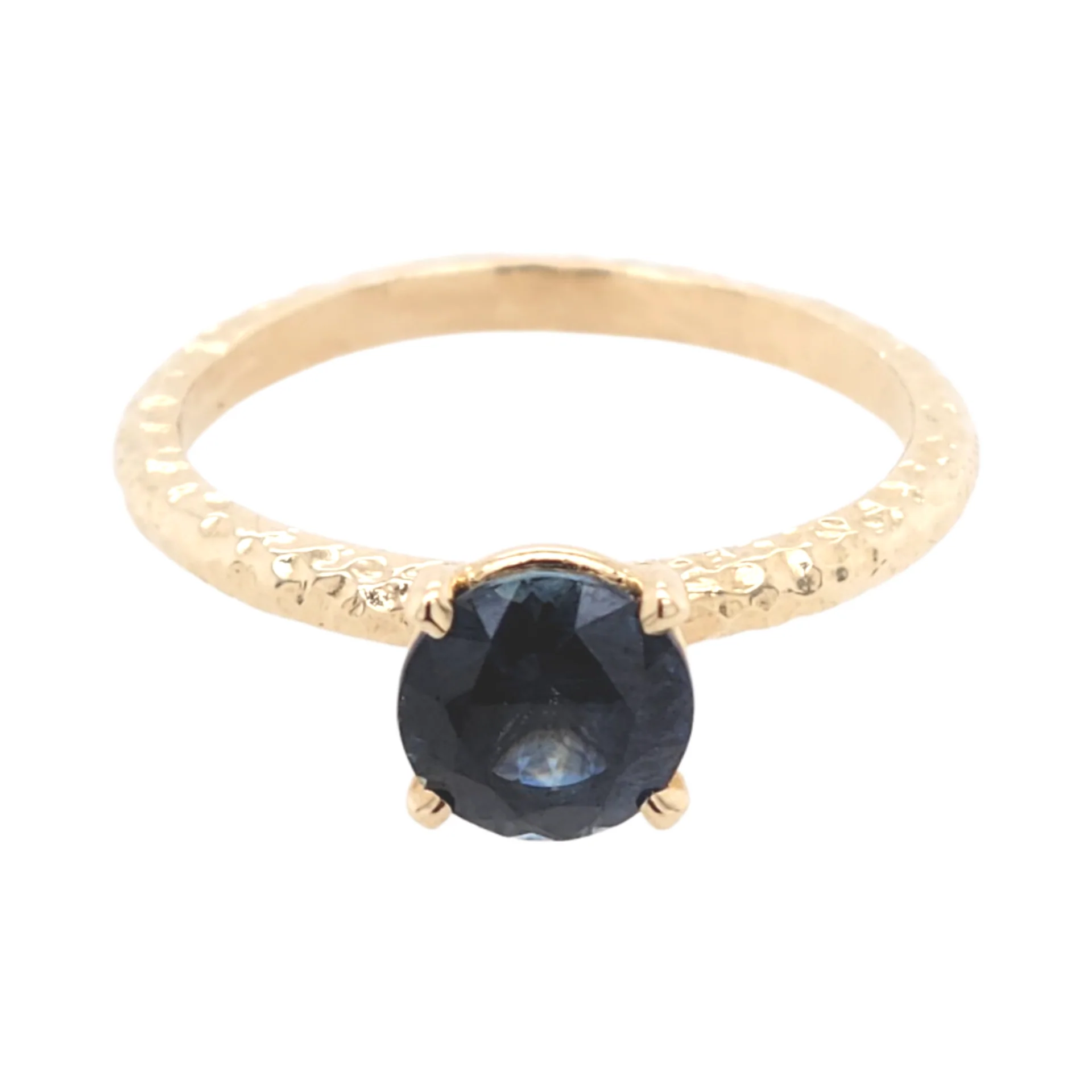 14k Yellow Solitaire with 1.27ct Round Blue Sapphire - Image 3