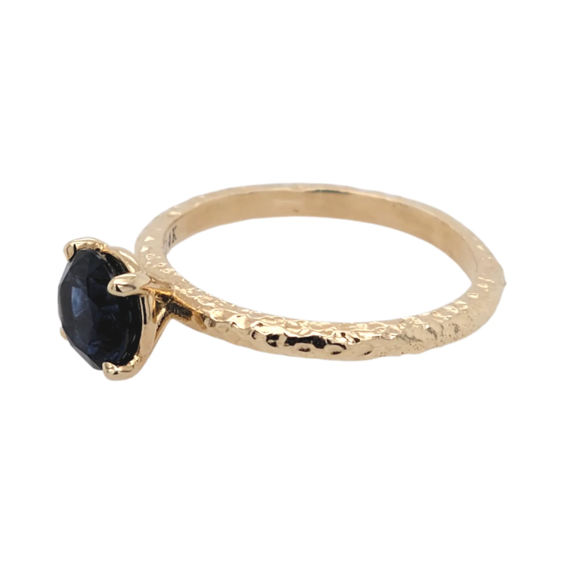 14k Yellow Solitaire with 1.27ct Round Blue Sapphire - Image 4