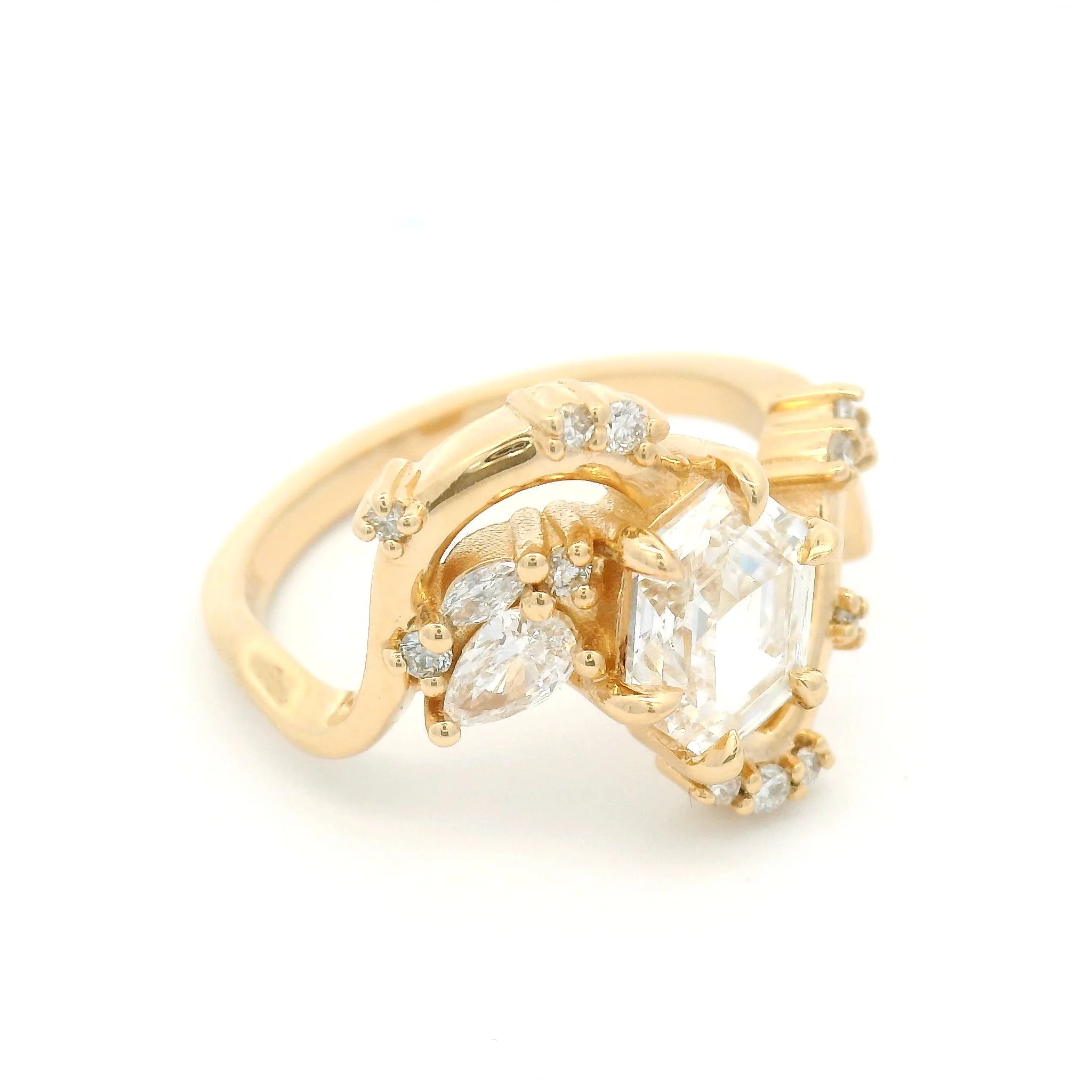 14k Yellow Multi Stone Engagement Ring with 1.16ct Hexagonal Lab-Grown Diamond and Accent Lab Diamonds - Image 7