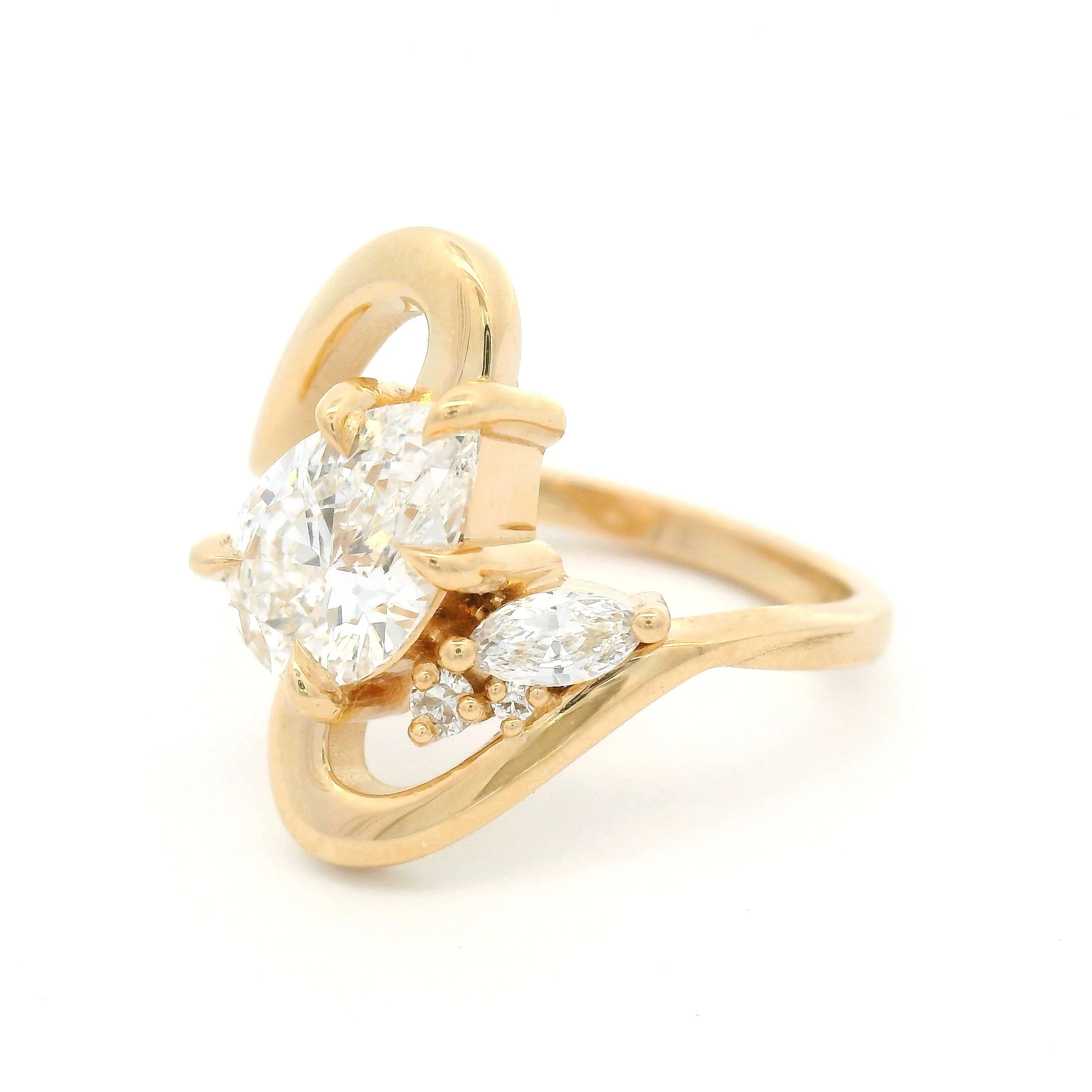 14k Yellow Engagement Ring with Lab-Grown 1.32ct Pear-Shaped Diamond & Accent Diamonds - Image 2