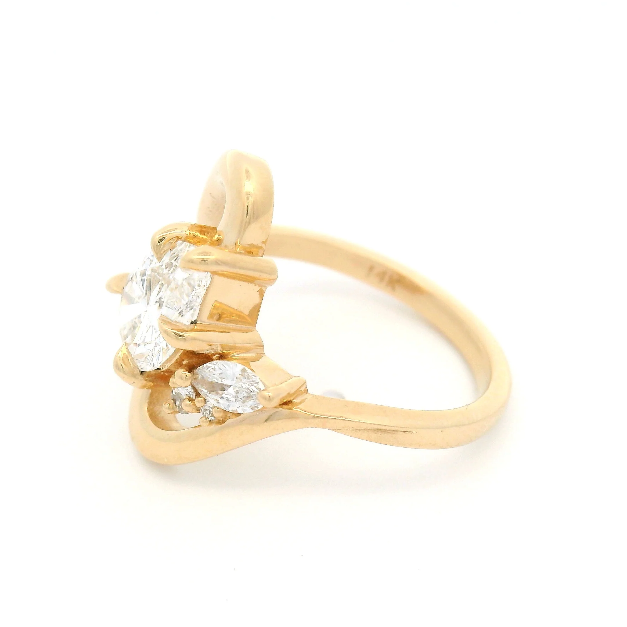 14k Yellow Engagement Ring with Lab-Grown 1.32ct Pear-Shaped Diamond & Accent Diamonds - Image 3