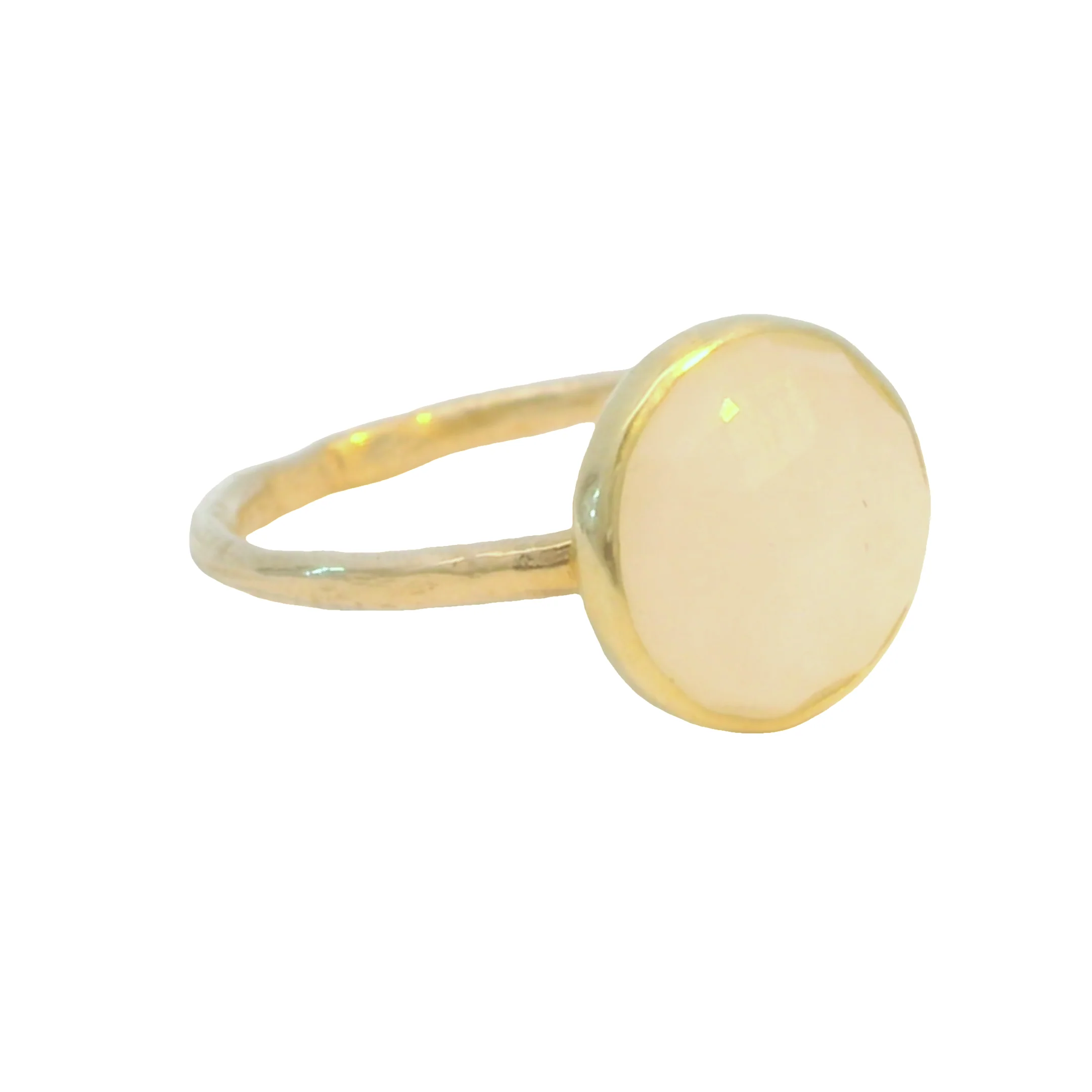 10k Yellow Bezel-Set Ring with a Ivory Rose-Cut Sapphire - Image 4