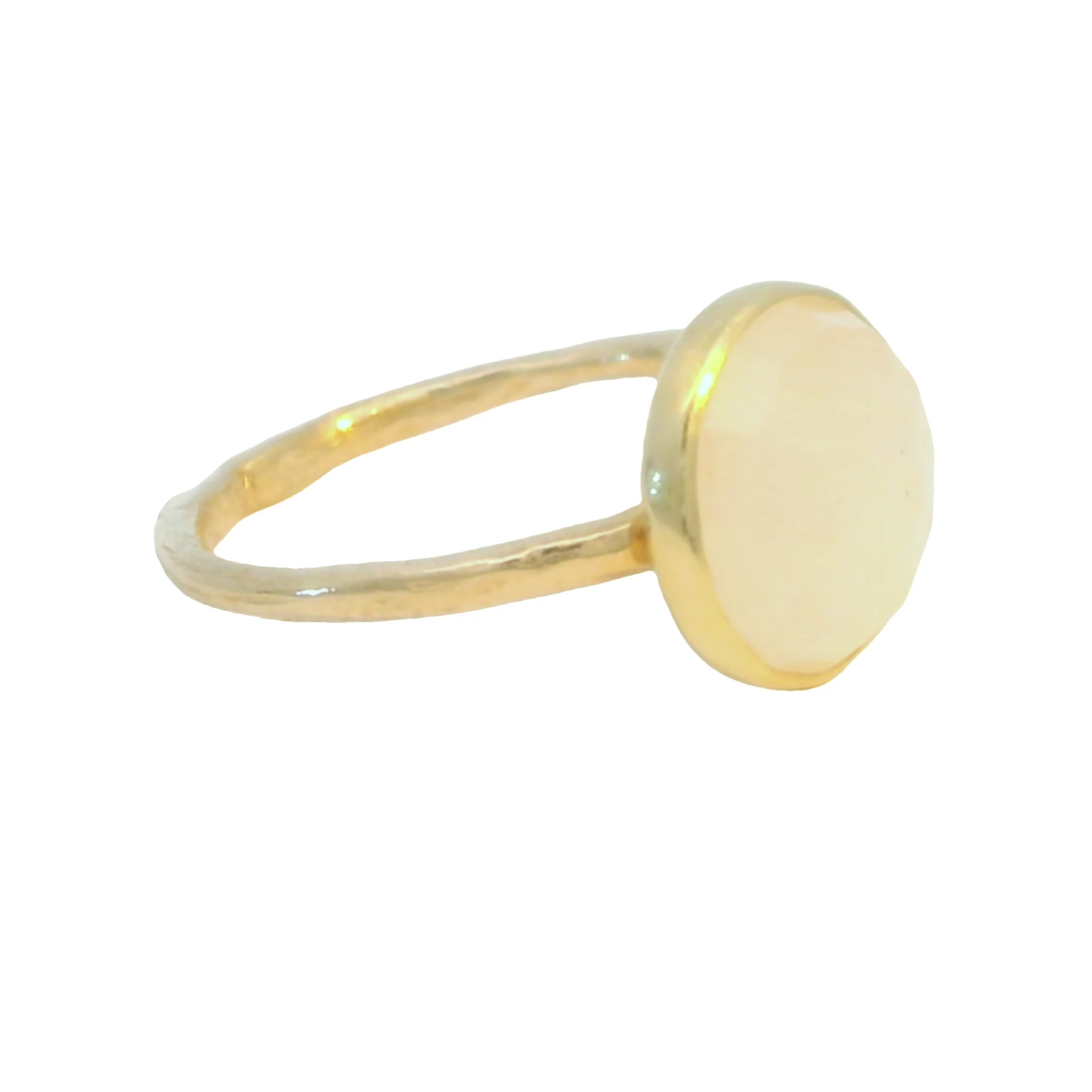10k Yellow Bezel-Set Ring with a Ivory Rose-Cut Sapphire - Image 5