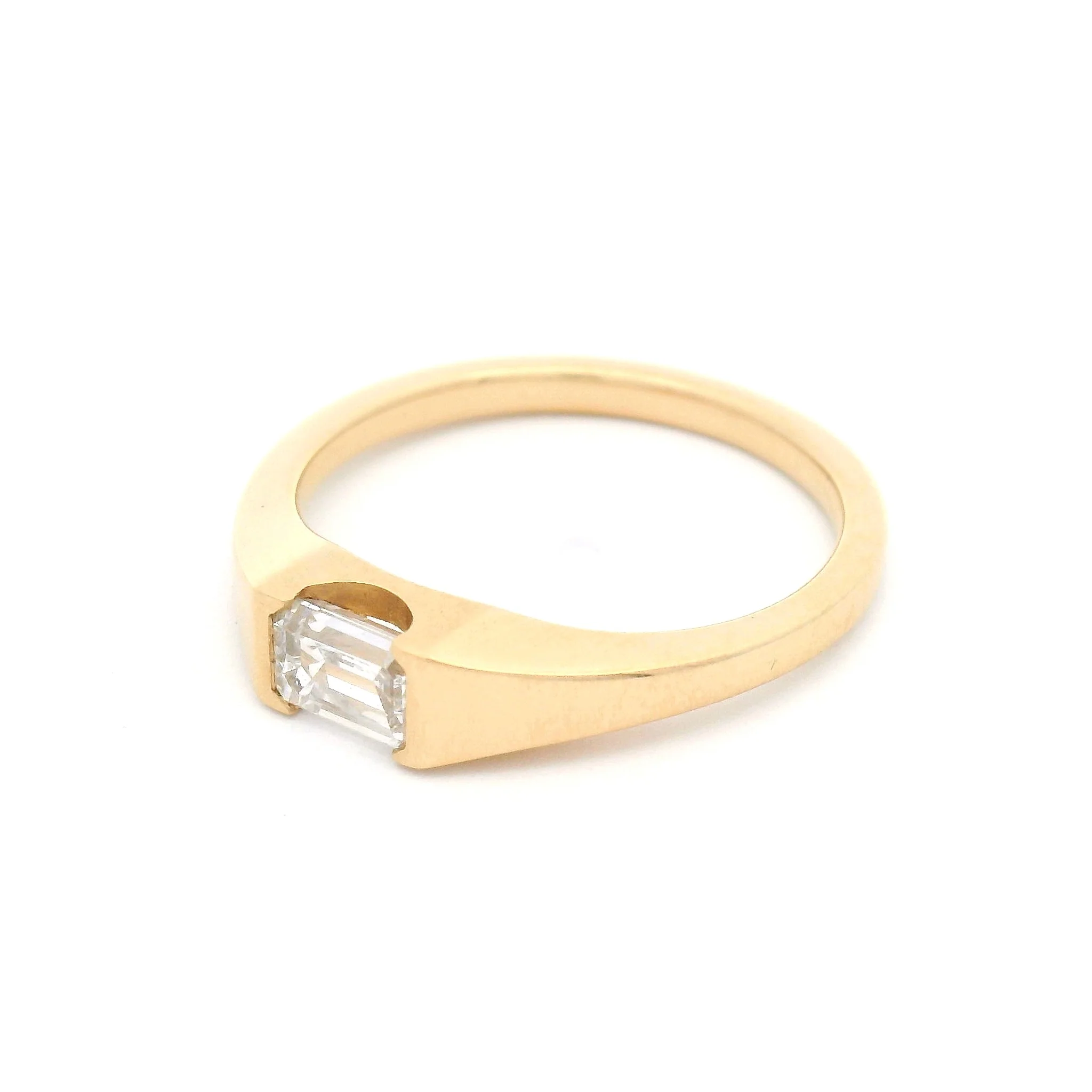14k Yellow Solitaire with 0.48ct Emerald-Cut Lab-Grown Diamond - Image 2