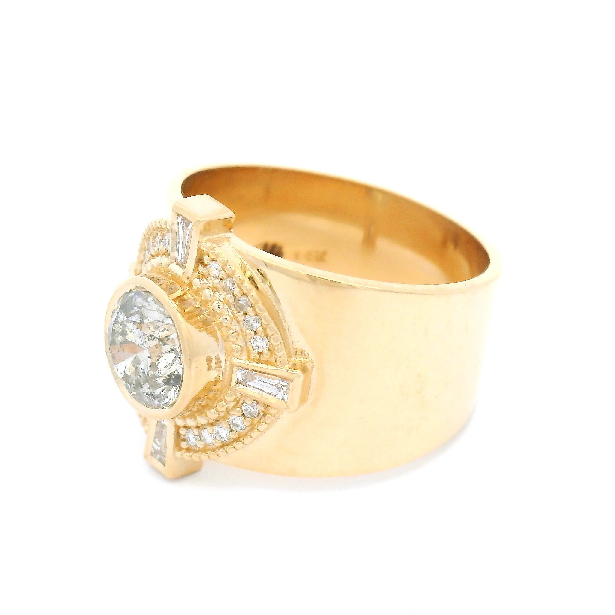 14k Yellow Ring with 1.23ct Natural Round Brilliant-Cut Diamond and Accent Natural Diamonds - Image 2