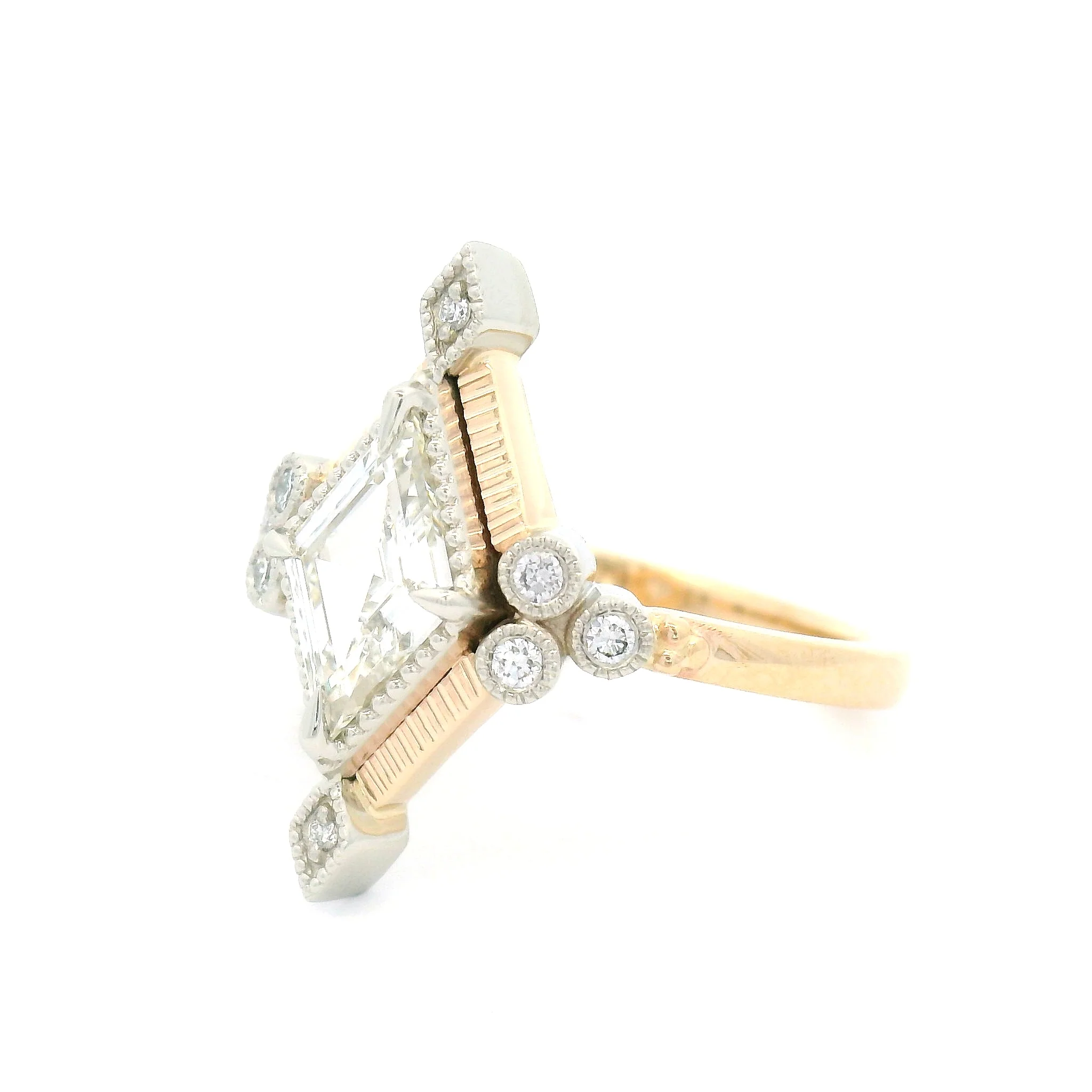 14k Yellow & White Ring with 0.70ct Natural Diamond and Natural Accent Diamonds - Image 2