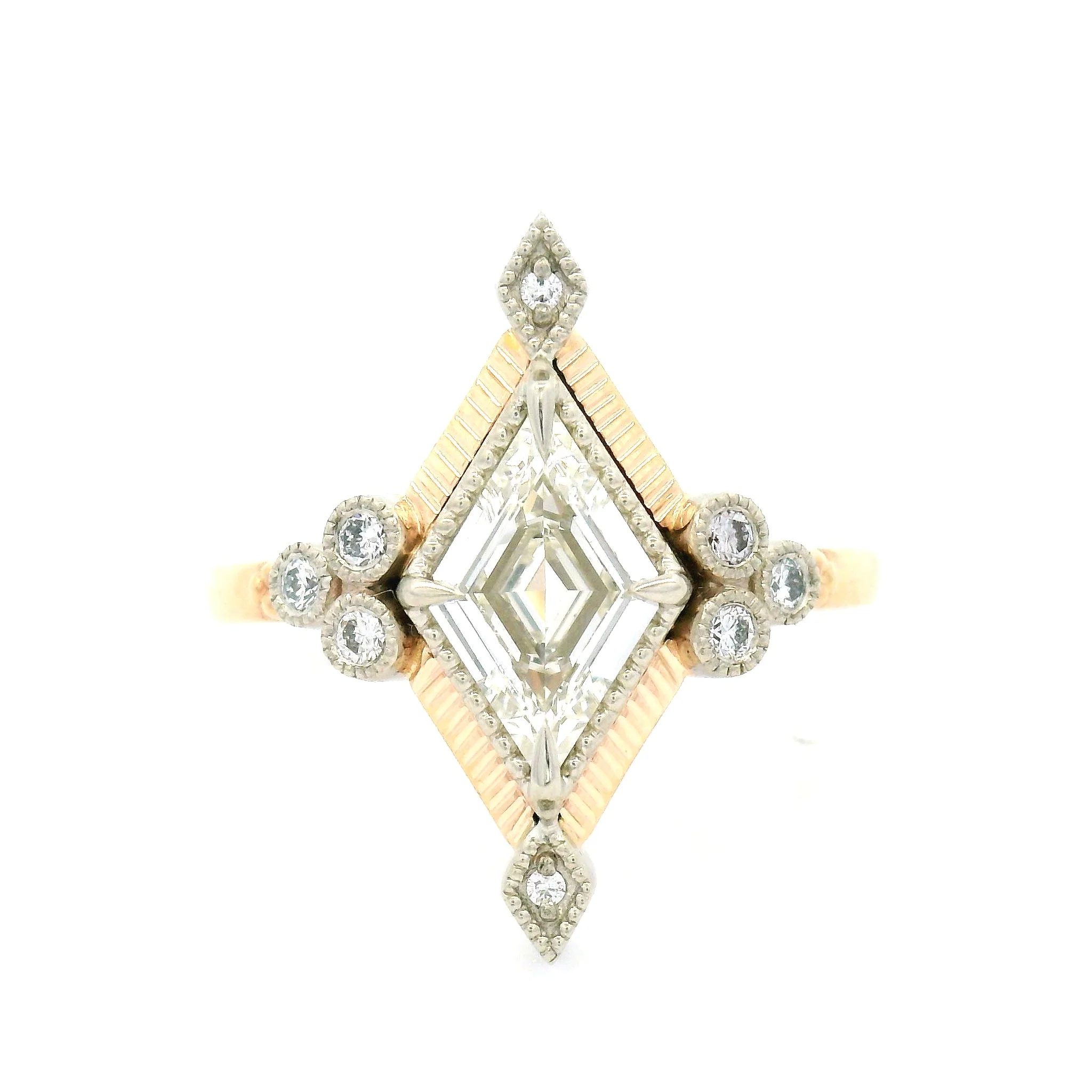 14k Yellow & White Ring with 0.70ct Natural Diamond and Natural Accent Diamonds - Image 4