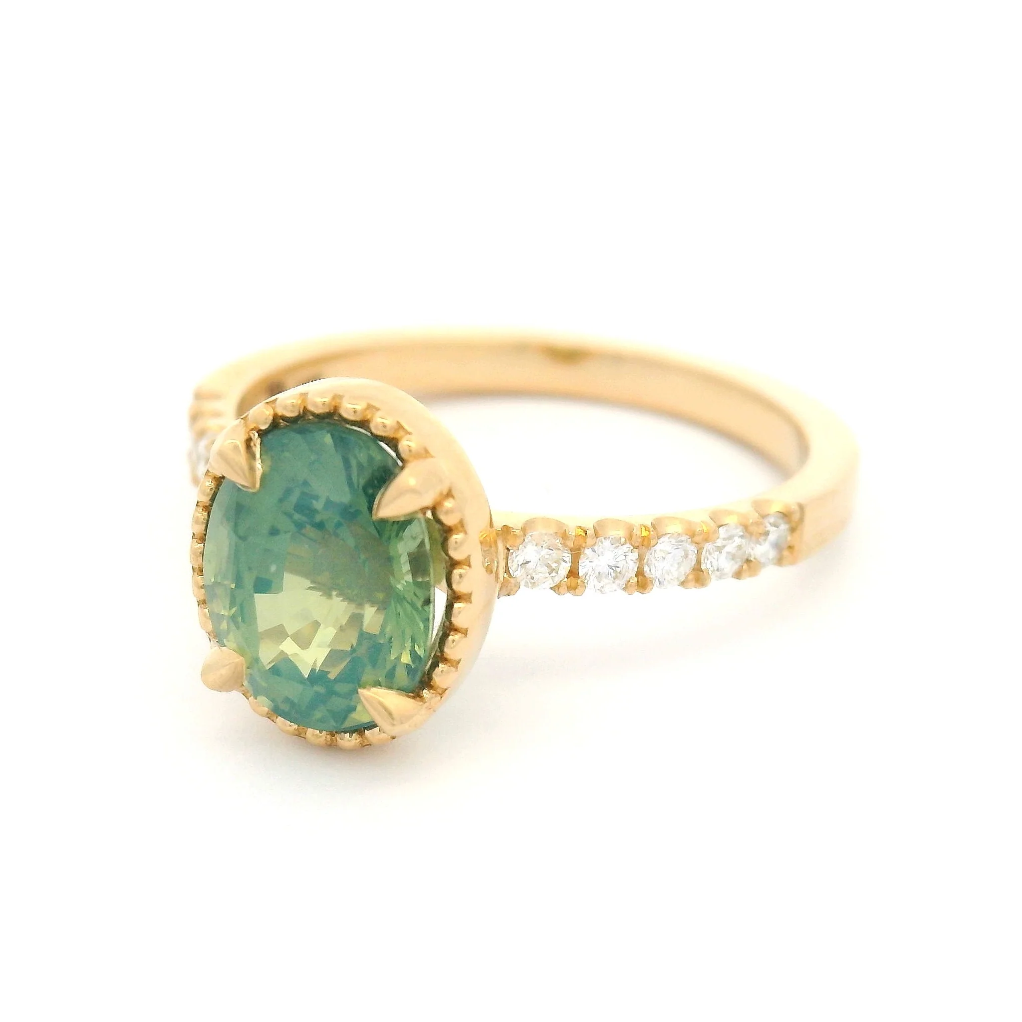 14k Yellow Engagement Ring with Natural 2.03ct Parti Sapphire and Accent Diamonds - Image 2