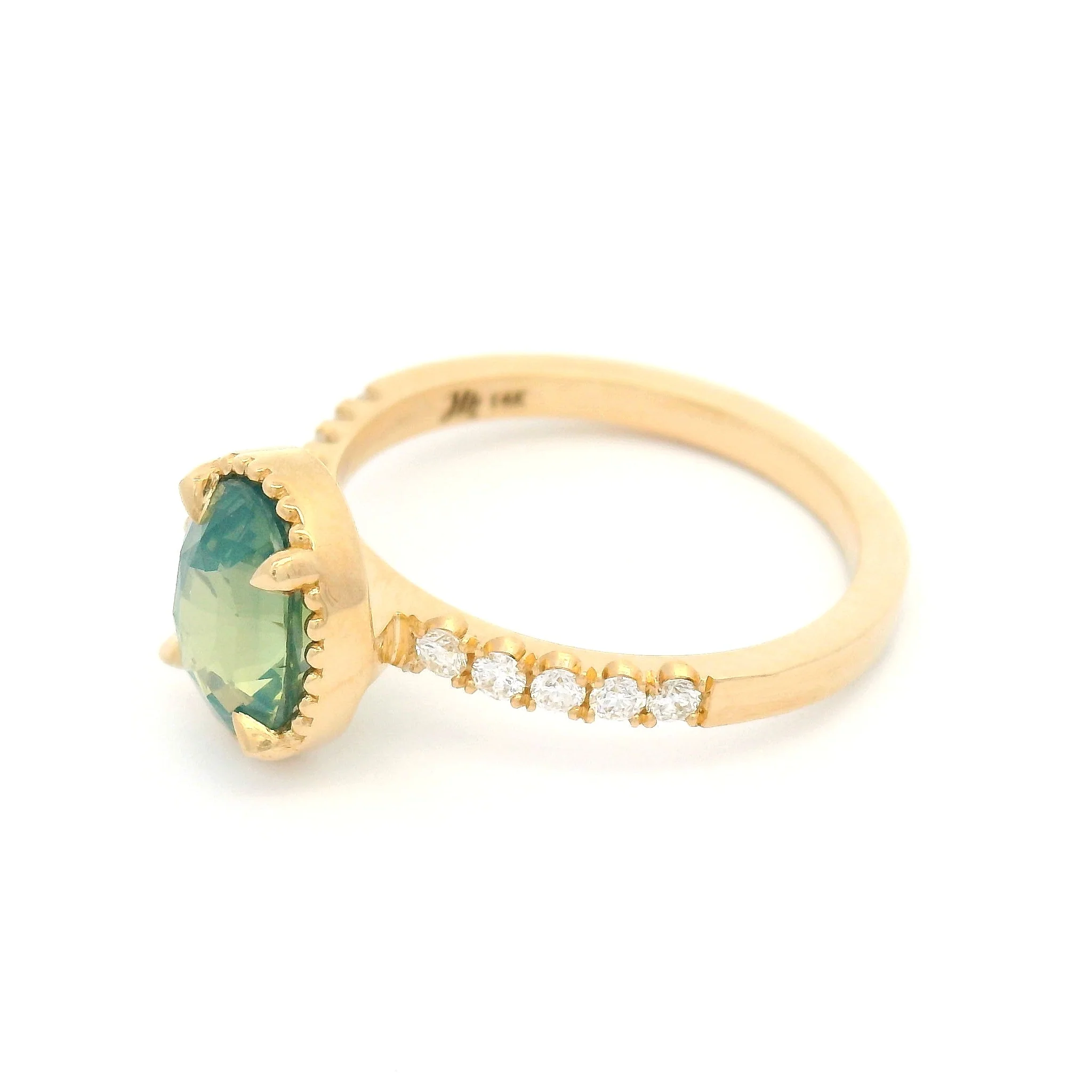 14k Yellow Engagement Ring with Natural 2.03ct Parti Sapphire and Accent Diamonds - Image 3