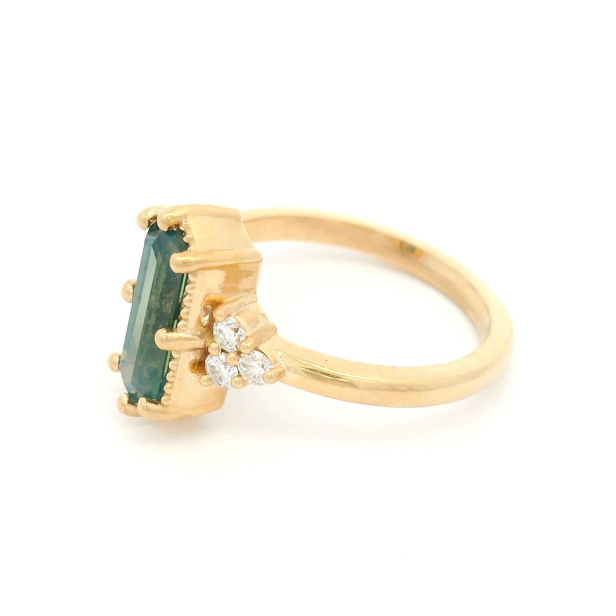 14k Yellow Engagement Ring with Natural 1.53ct Parti Sapphire and Accent Diamonds - Image 3