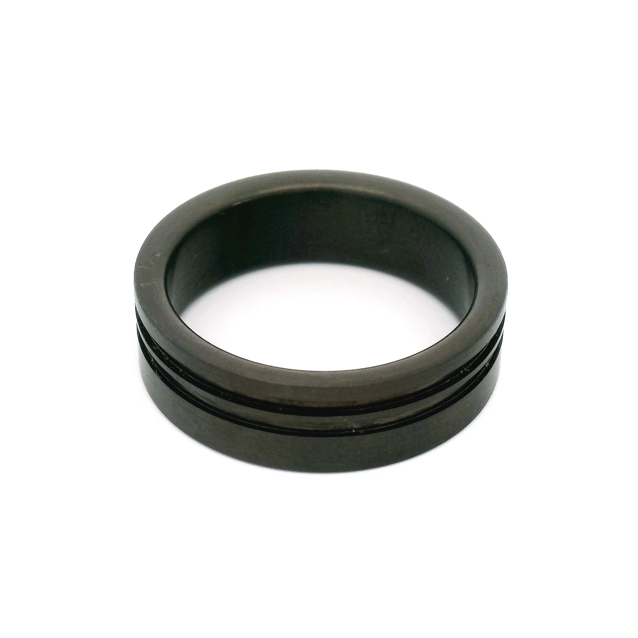 Black Double Groove Zirconium 6.5mm Band - Image 2