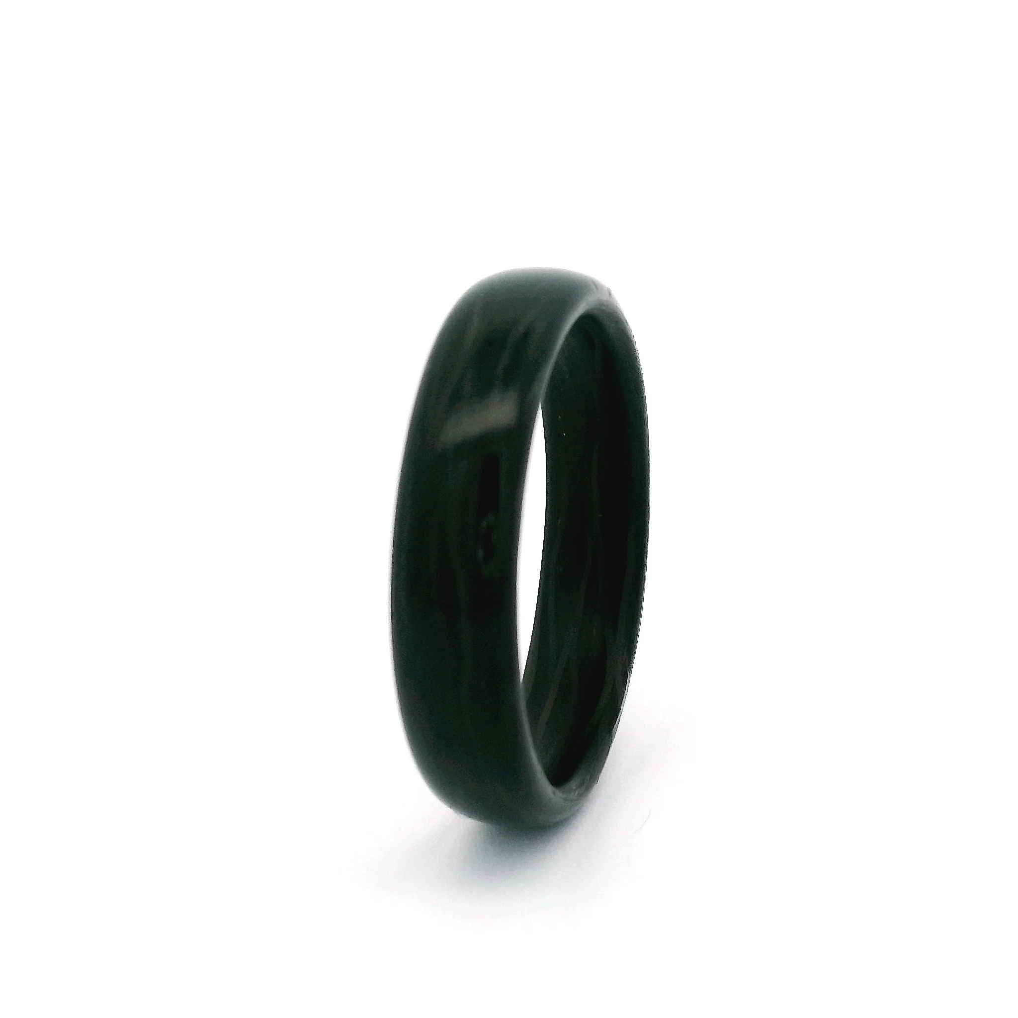 Polished Carbon Fibre Soft Domed Comfort Fit 5mm Wide Band - Image 4