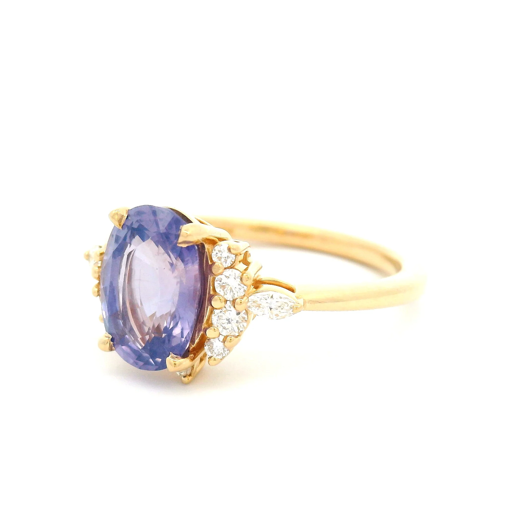 14k Yellow Engagement Ring with 2.19ct Purple Sapphire and Accent Diamonds - Image 2