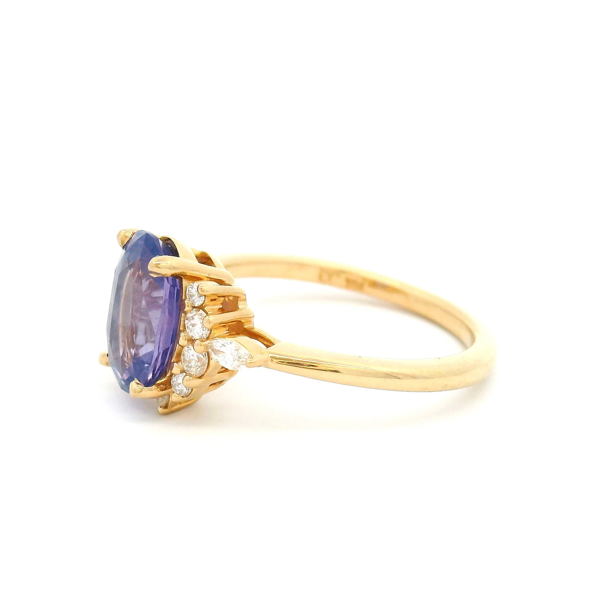 14k Yellow Engagement Ring with 2.19ct Purple Sapphire and Accent Diamonds - Image 3