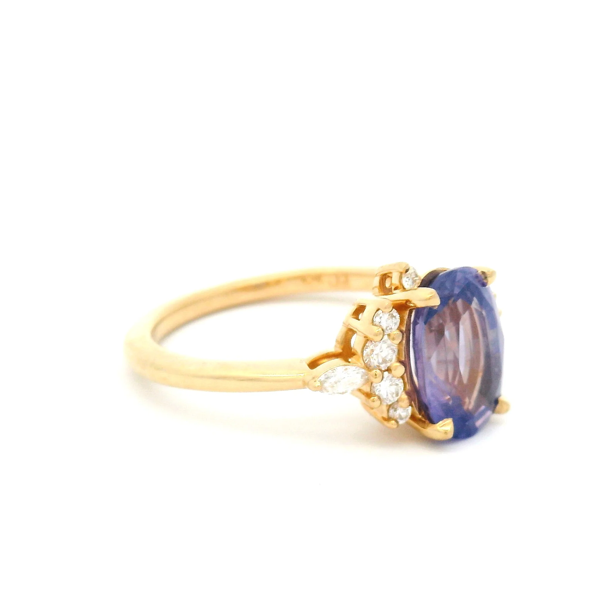 14k Yellow Engagement Ring with 2.19ct Purple Sapphire and Accent Diamonds - Image 4