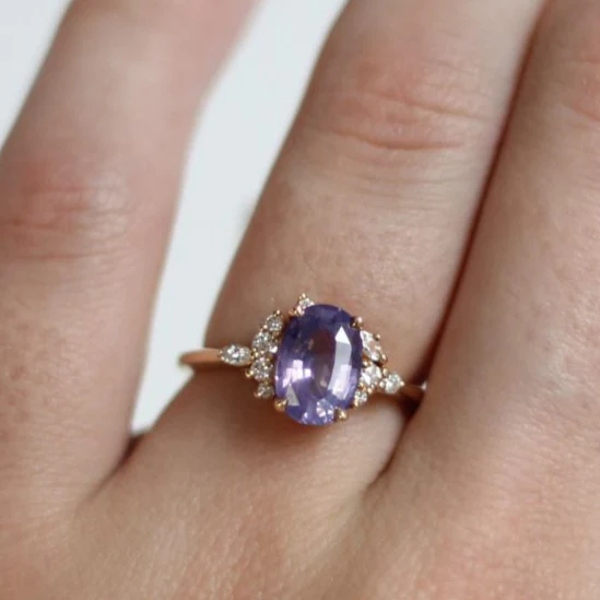 14k Yellow Engagement Ring with 2.19ct Purple Sapphire and Accent Diamonds - Image 6