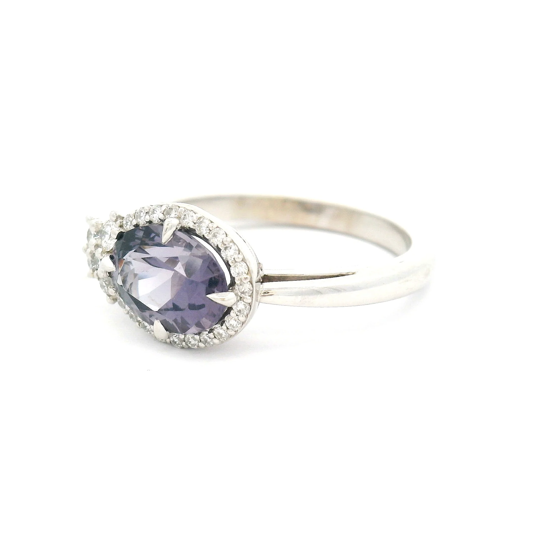 Hyacinth - 14k White Engagement Ring with 1.63ct Purple Spinel and Accent Diamonds - Image 2