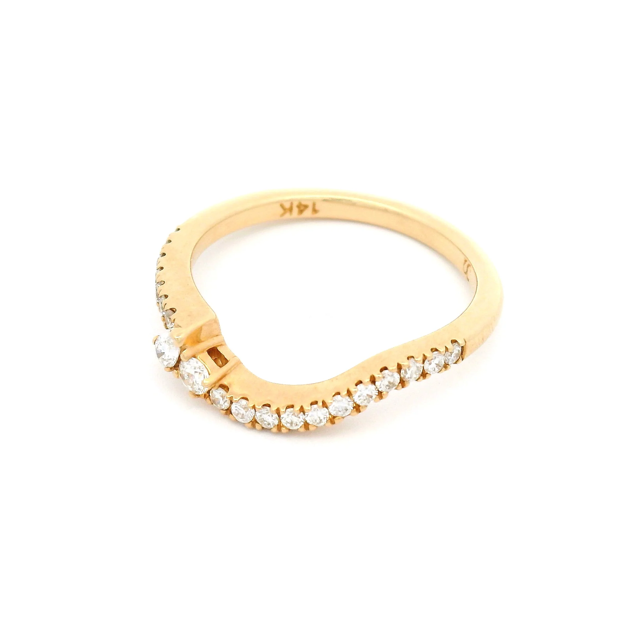 14k Yellow Asymmetrical Contour Band with 0.26cts Mixed Diamonds - Image 3