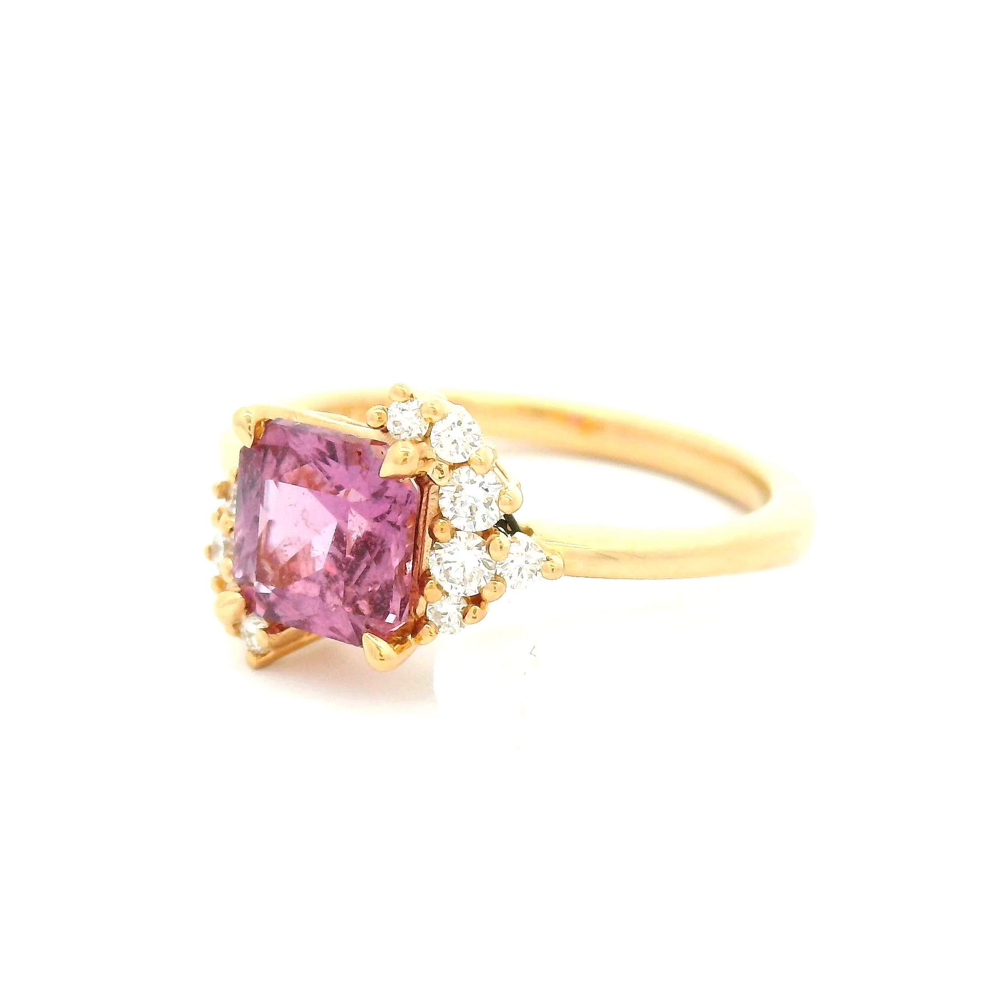 14k Yellow Engagement Ring with 1.44ct Pink Sapphire and Accent Diamonds - Image 2