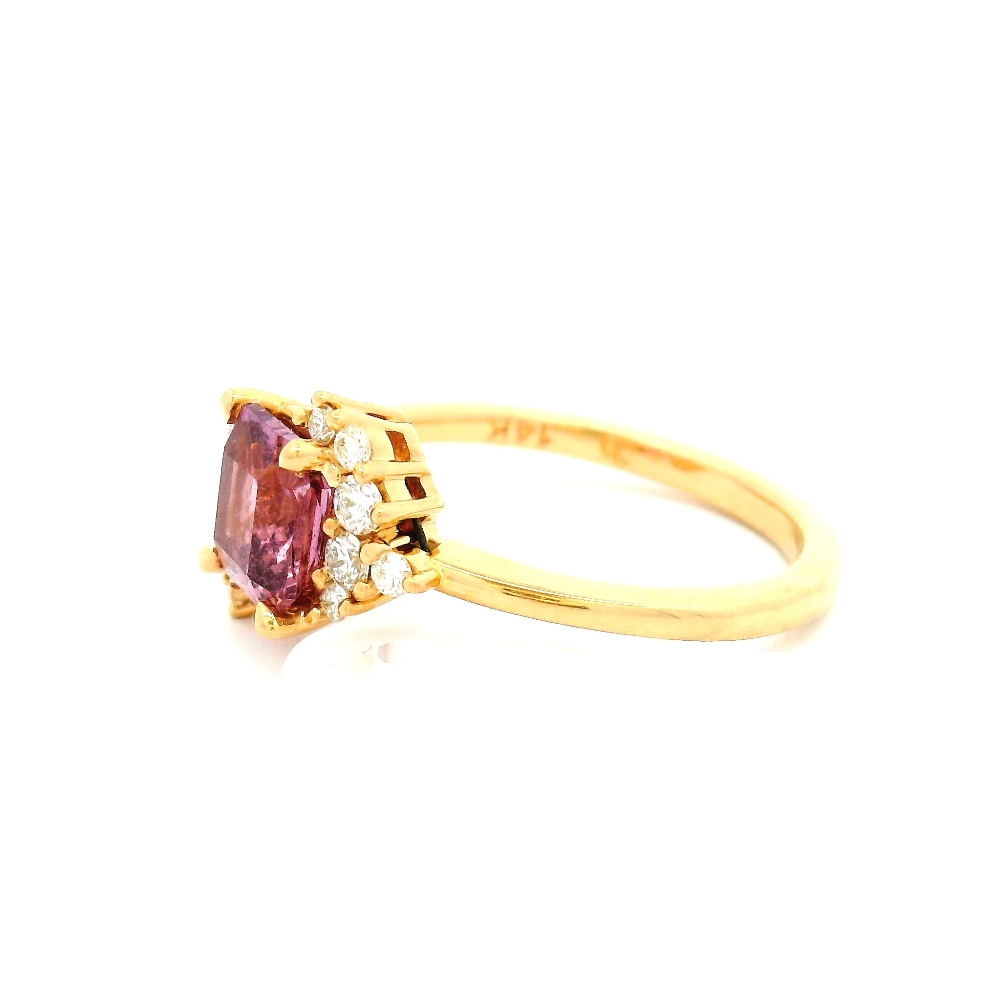 14k Yellow Engagement Ring with 1.44ct Pink Sapphire and Accent Diamonds - Image 3