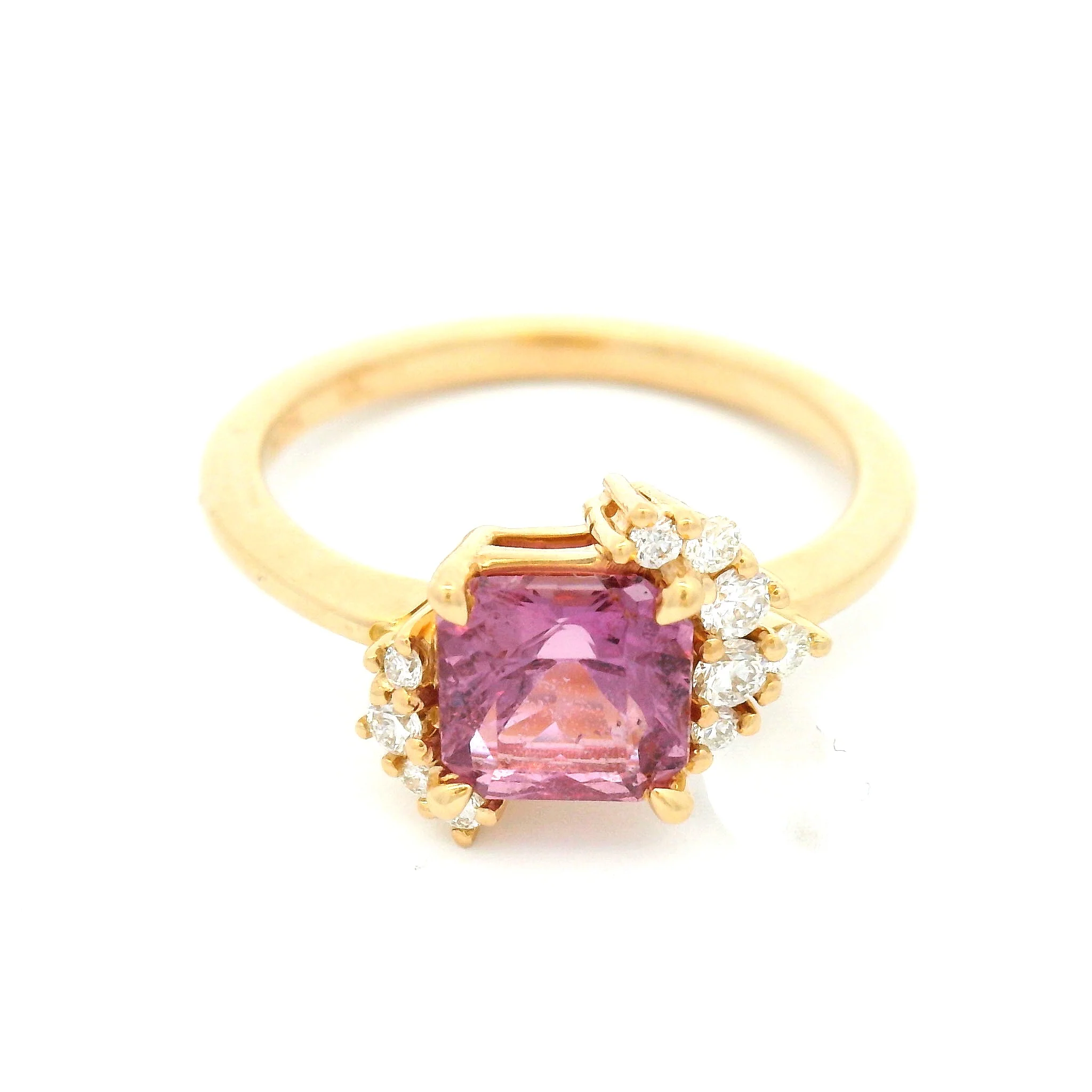 14k Yellow Engagement Ring with 1.44ct Pink Sapphire and Accent Diamonds - Image 4