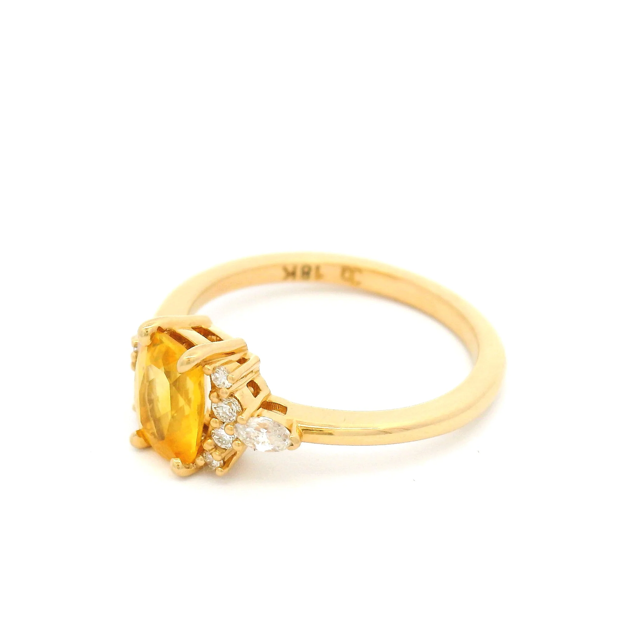 18k Yellow Engagement Ring with 1.25ct Yellow Sapphire and Accent Diamonds - Image 3