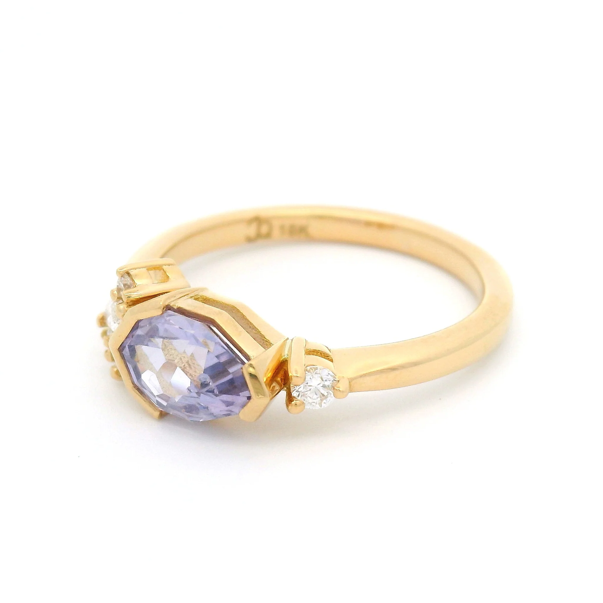 18k Yellow Engagement Ring with 1.14ct Purple Sapphire & Accent Diamonds - Image 2