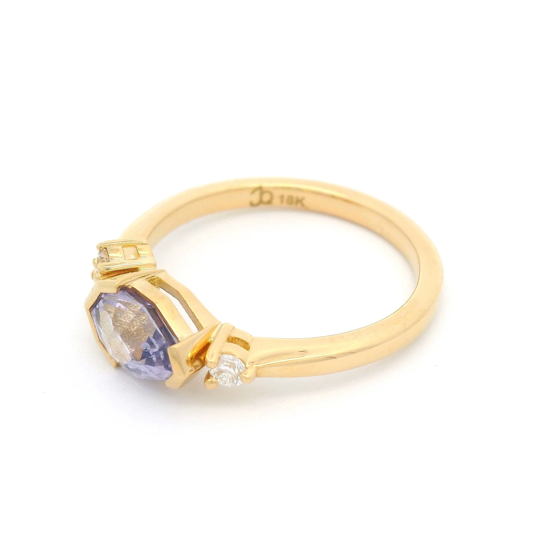 18k Yellow Engagement Ring with 1.14ct Purple Sapphire & Accent Diamonds - Image 3