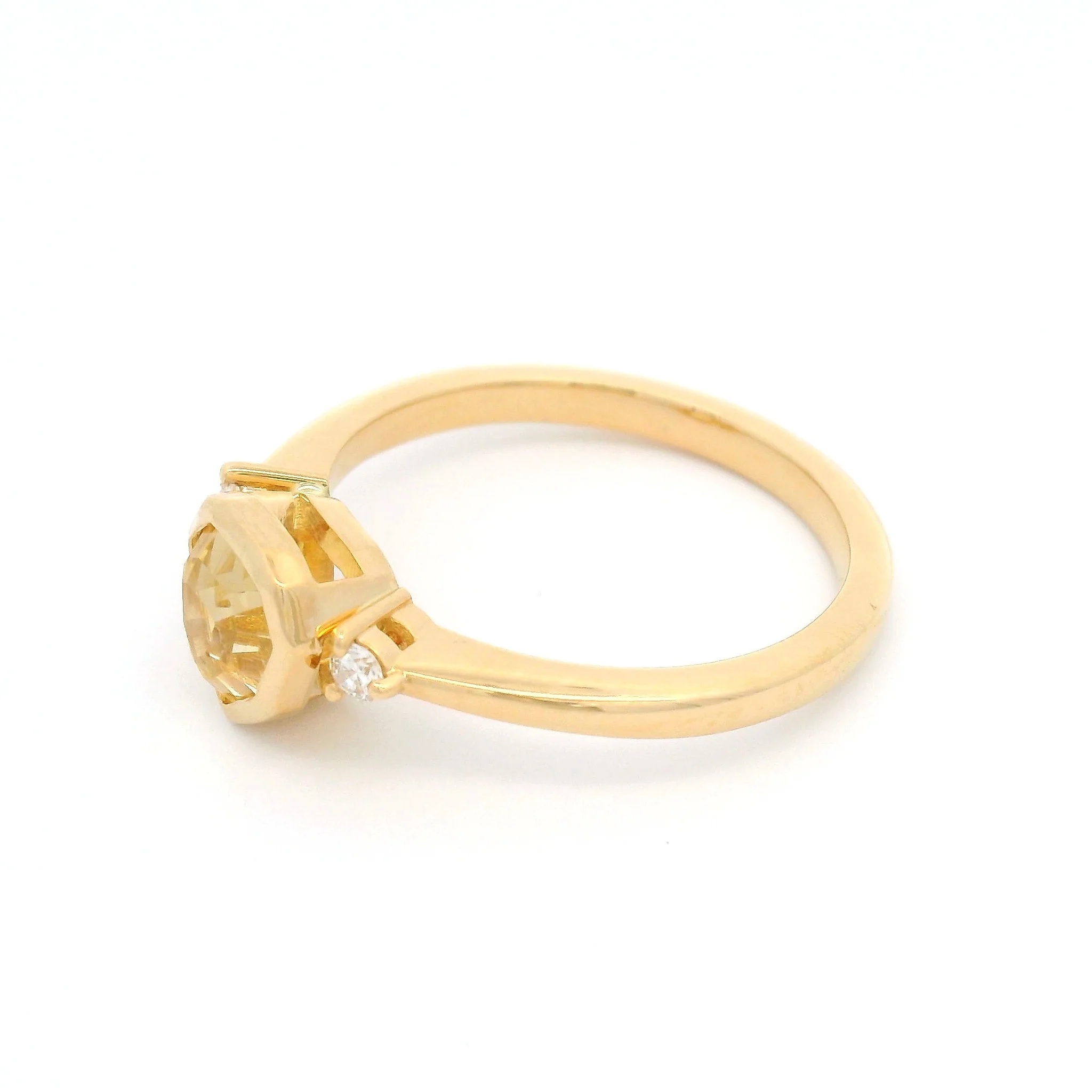 18k Yellow Engagement Ring with 1.18ct Yellow Sapphire & Accent Diamonds - Image 3