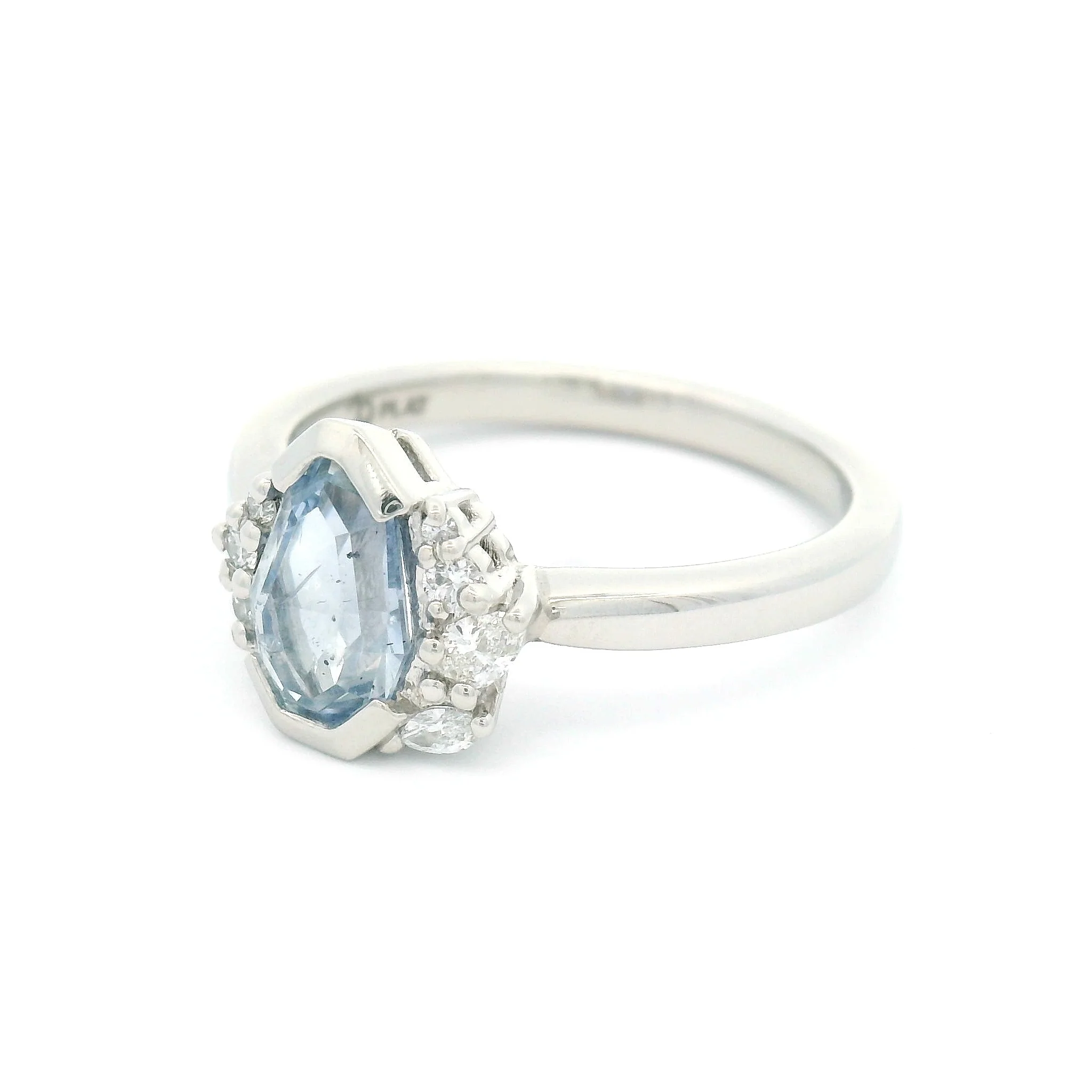 Platinum Engagement Ring with 1.17ct Blue Sapphire & Accent Diamonds - Image 2