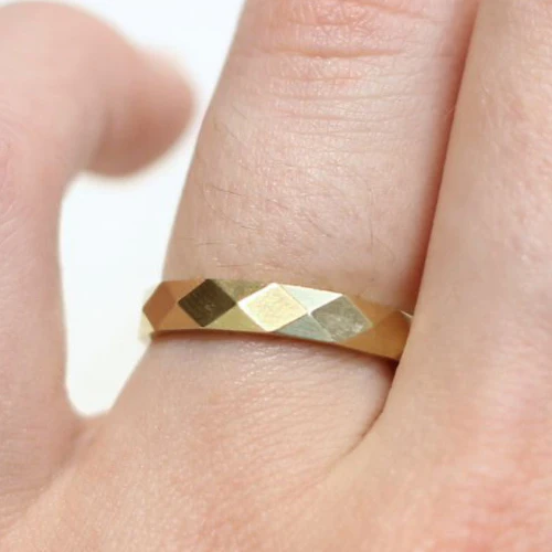 Kingsley Faceted Gold Band - Image 3