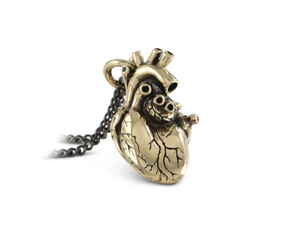 Large Bronze Anatomical Heart Pendant - Image 2