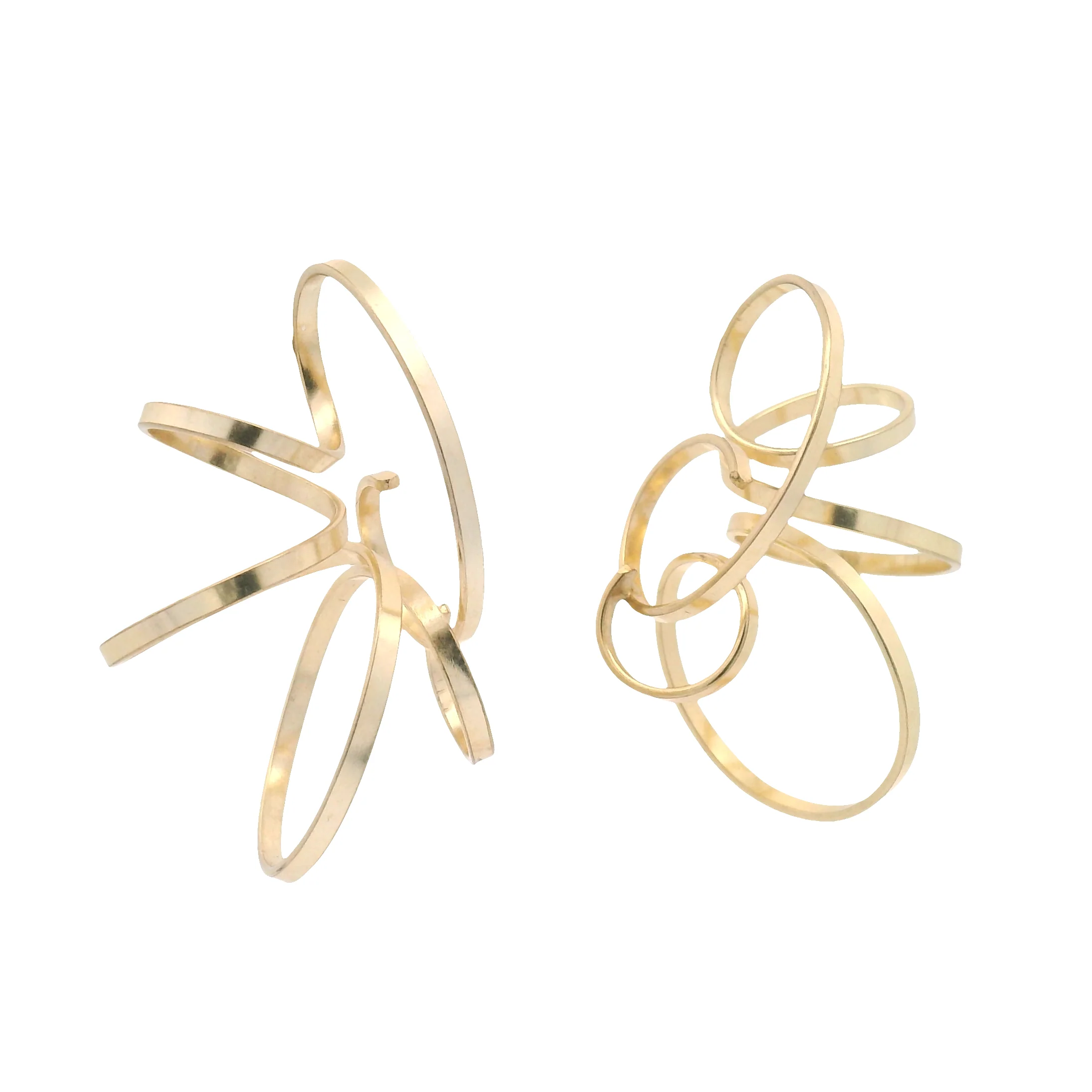 Large Gold Plated Spiral Earrings - Image 2