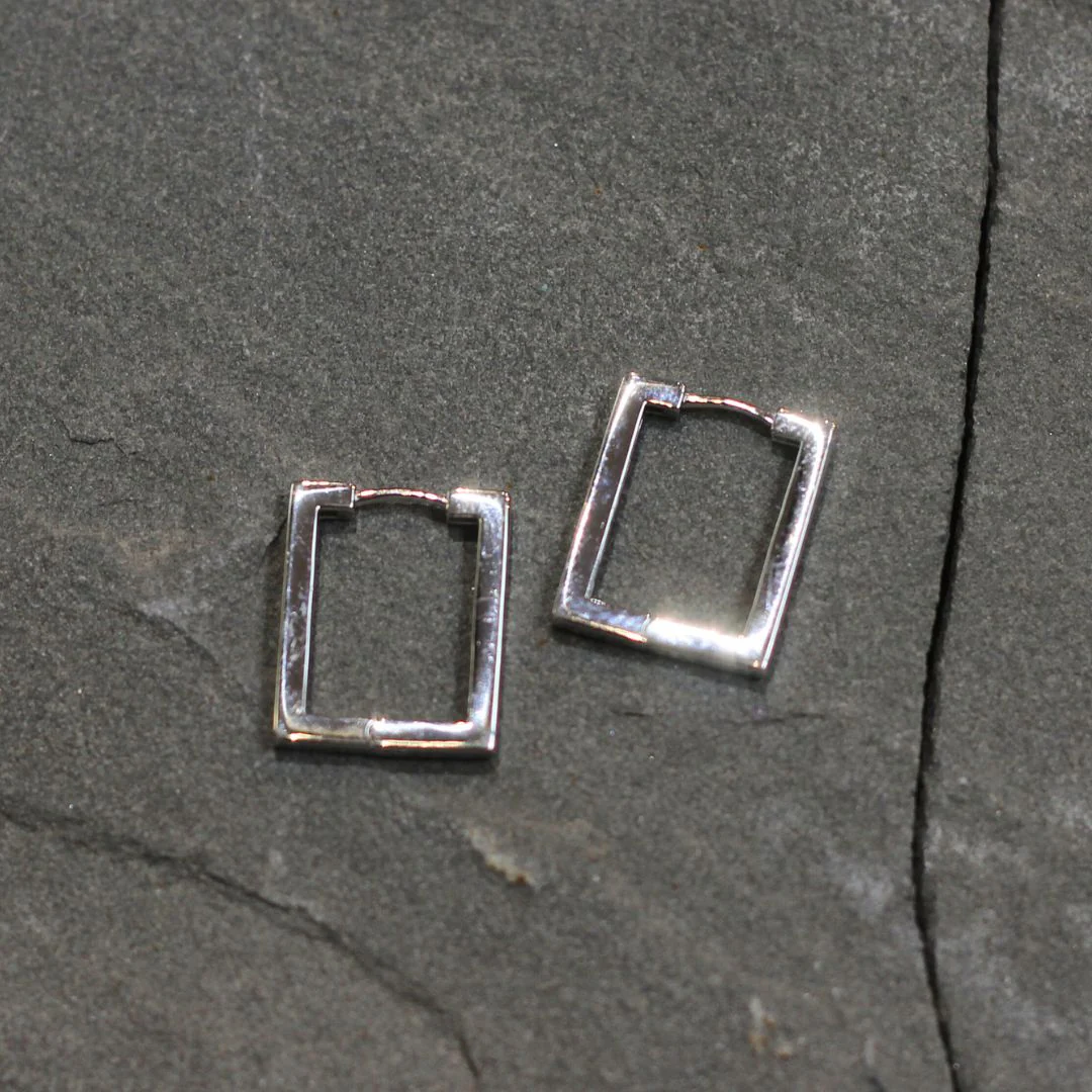 Large Rectangle Huggie Earrings - Image 3