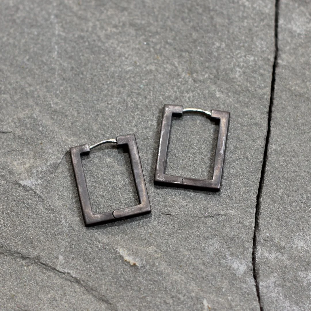 Large Rectangle Huggie Earrings - Image 4