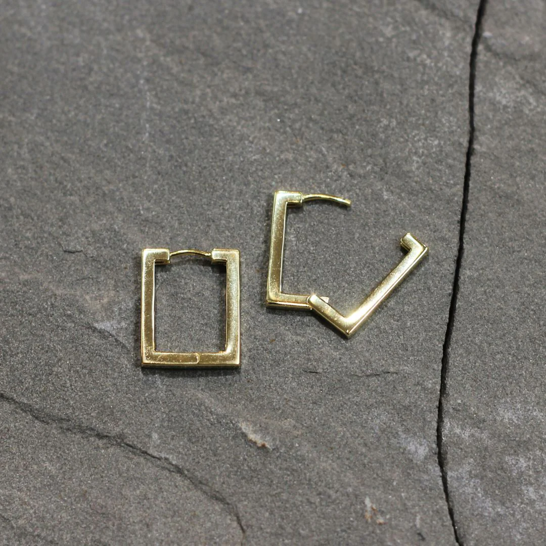 Large Rectangle Huggie Earrings - Image 5
