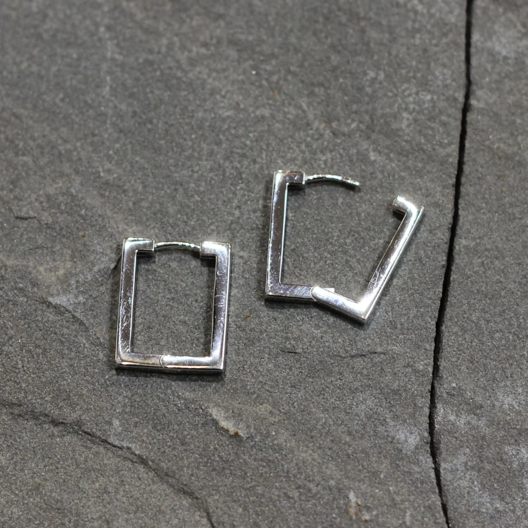 Large Rectangle Huggie Earrings - Image 6