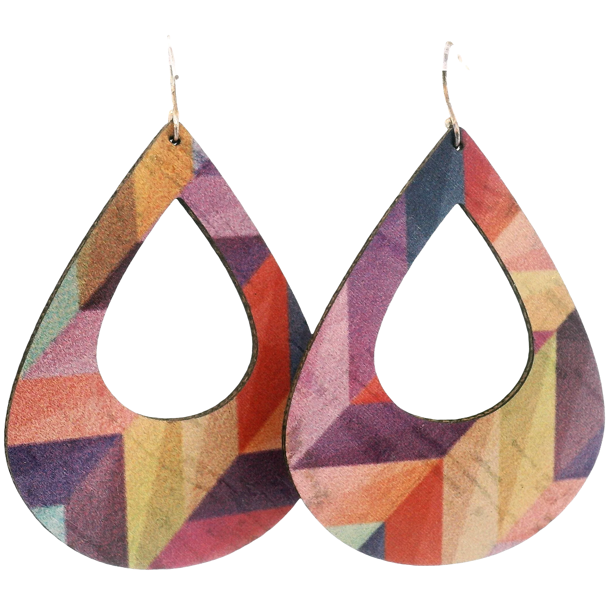 Large Sea Blue Teardrop Cork Earrings - Image 4