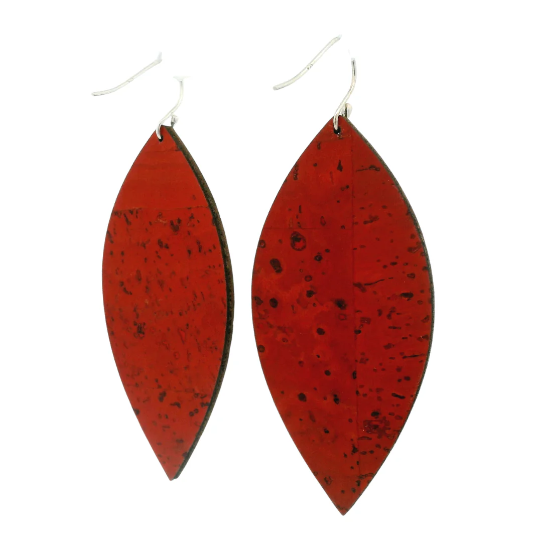Large Sixties Floral Leaf Cork Earrings - Image 4