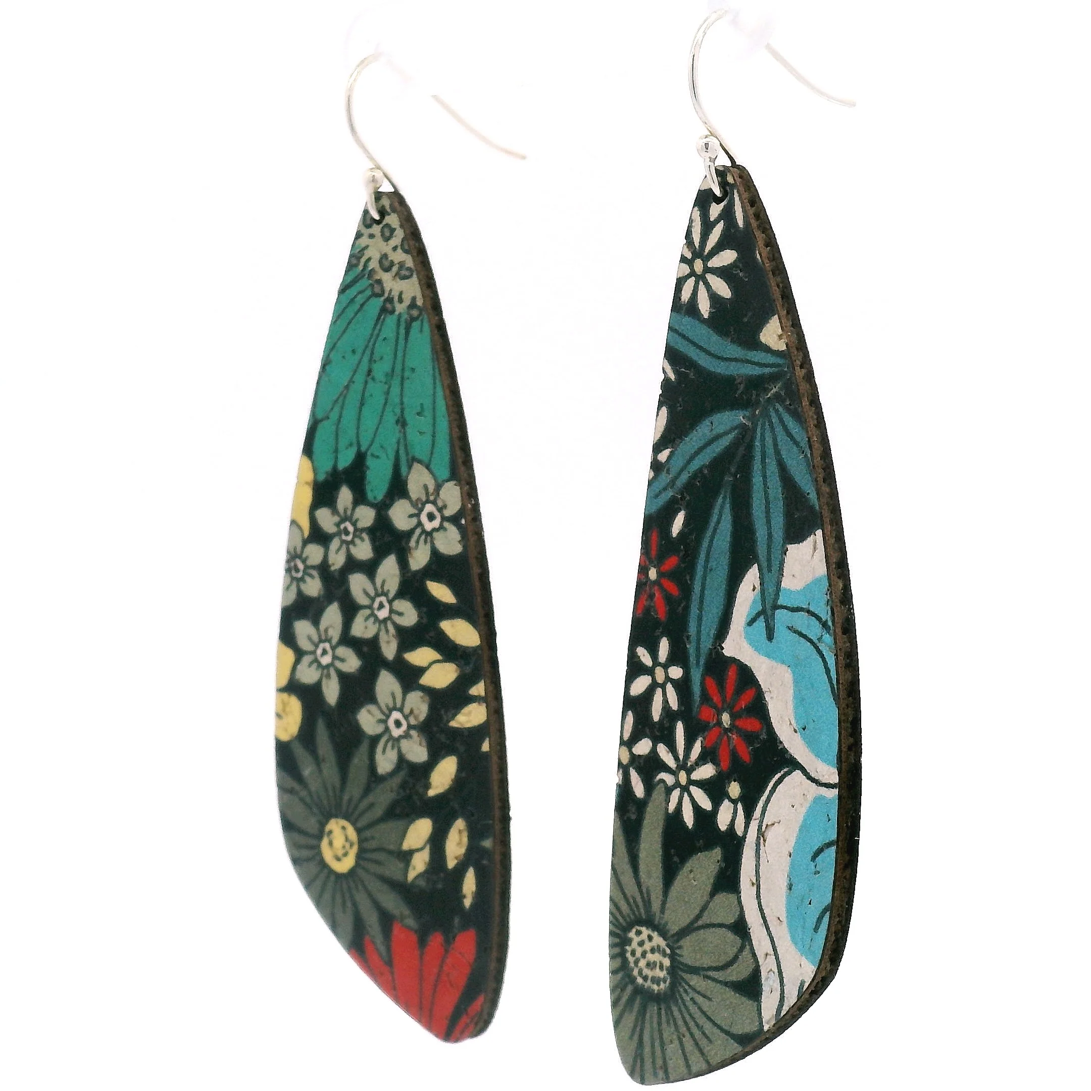 Large Sixties Floral Wing Cork Earrings - Image 2
