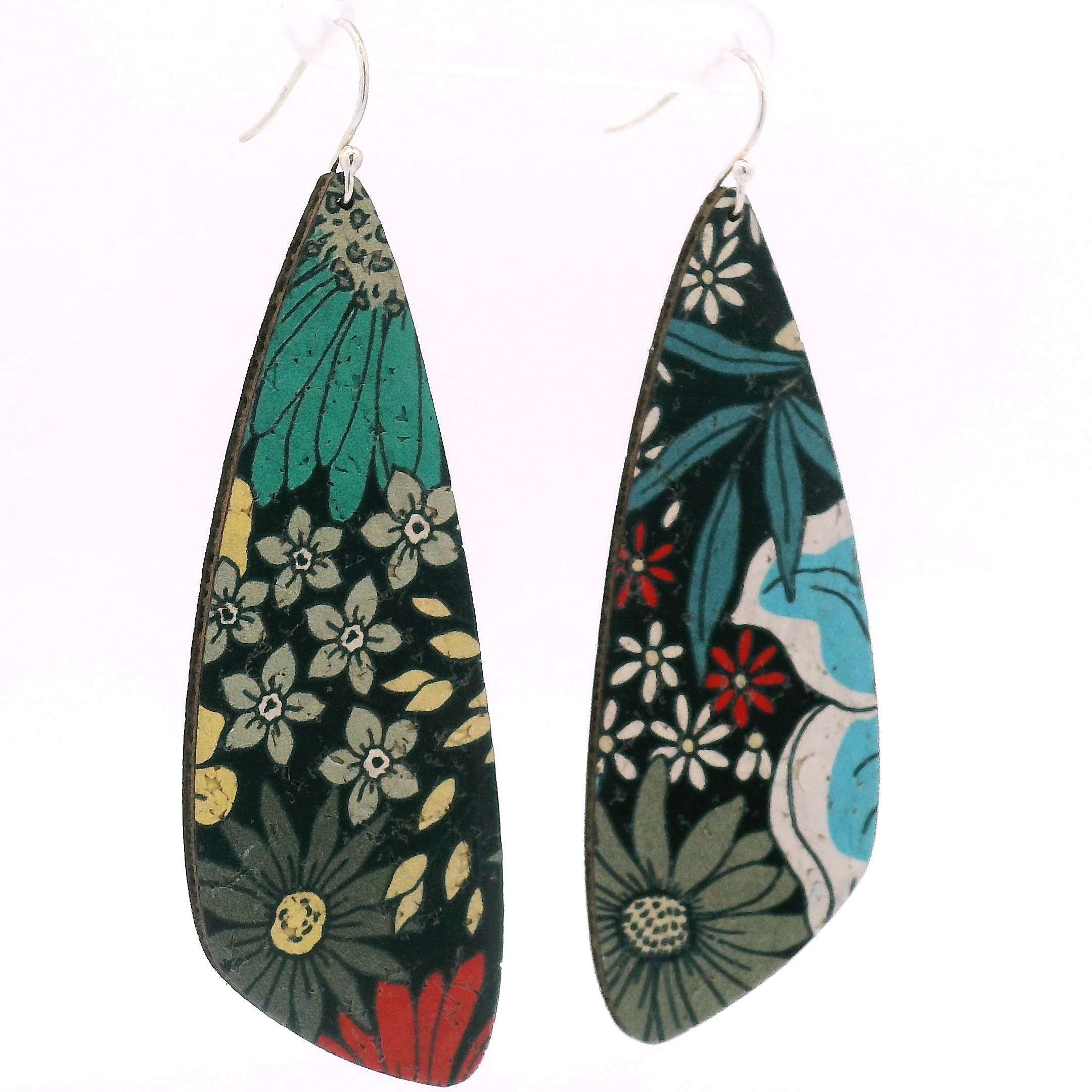 Large Sixties Floral Wing Cork Earrings - Image 3